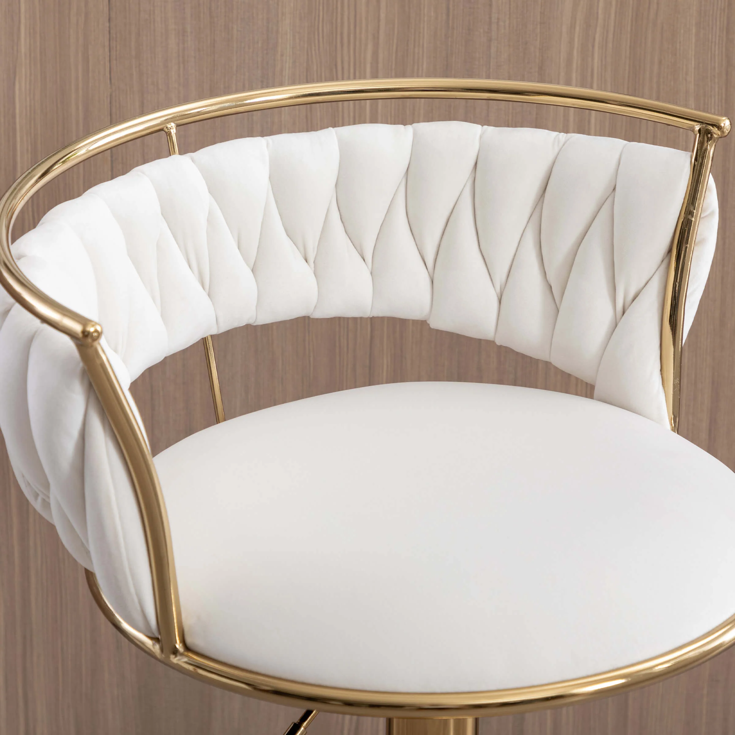 Swivel Adjustable Gold Woven Velvet Bar Stools Set of 2 - 6015AB - Image 31