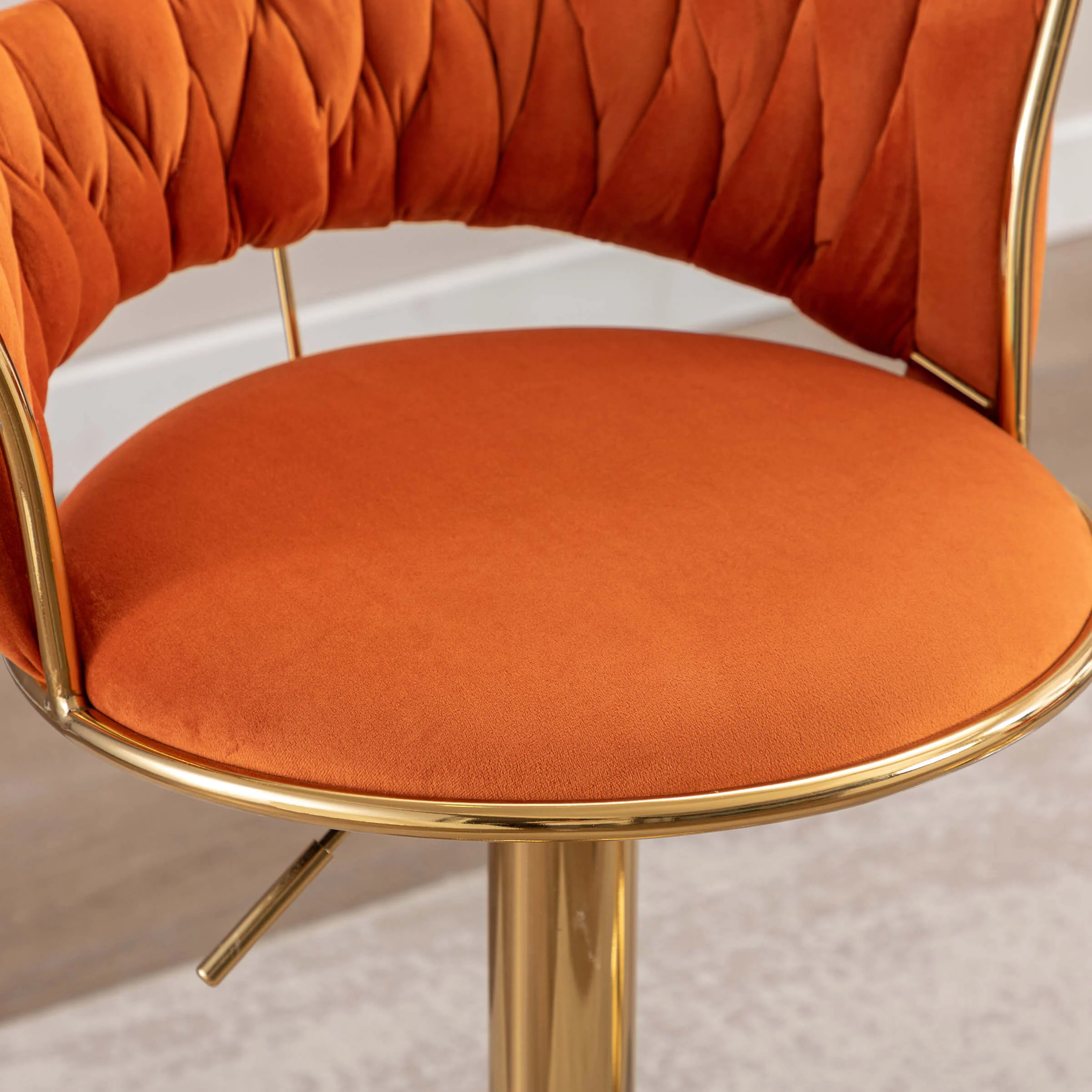 Swivel Adjustable Gold Woven Velvet Bar Stools Set of 2 - 6015AB - Image 38