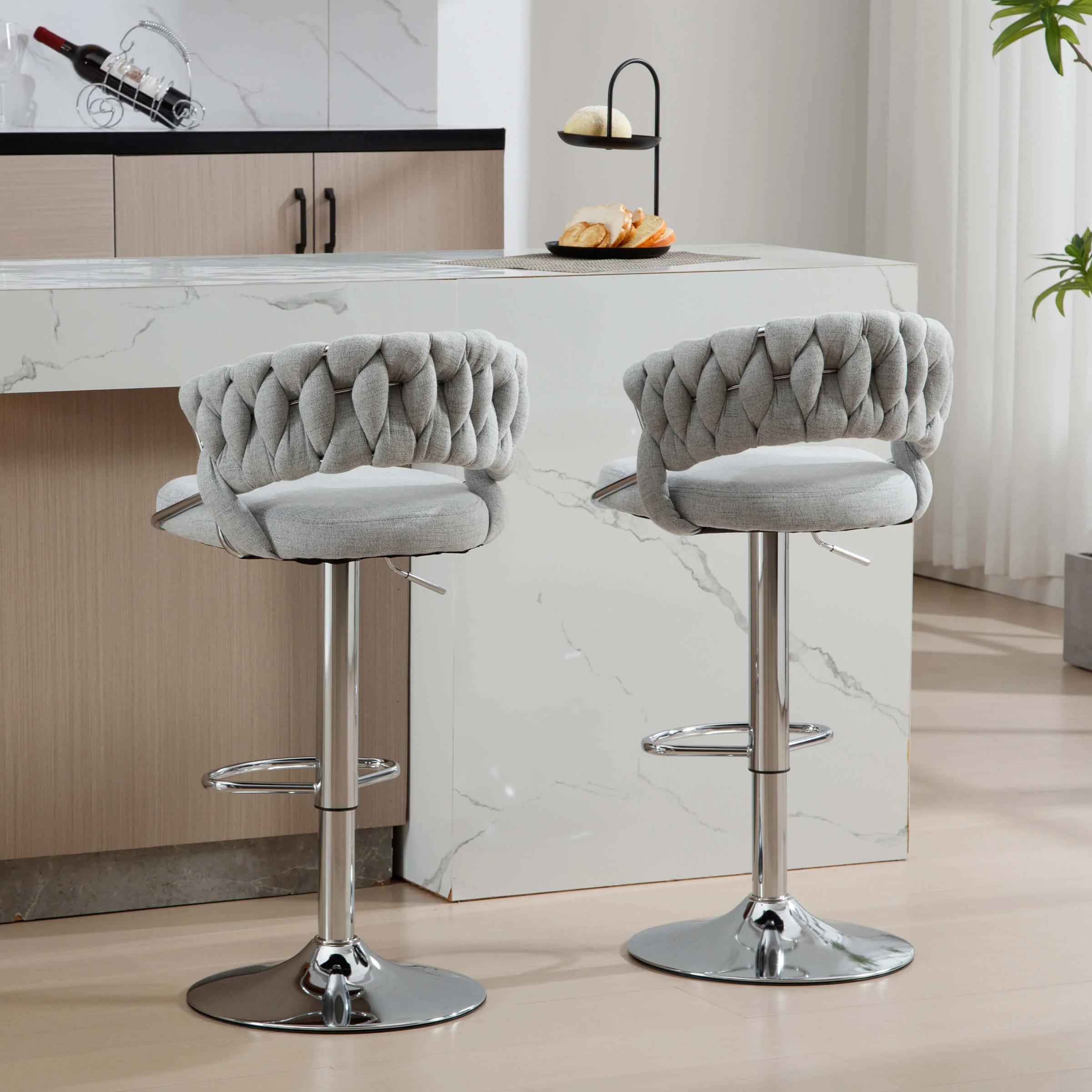 Woven Swivel Bar Stools Set of 2 - 1560AB - Image 16