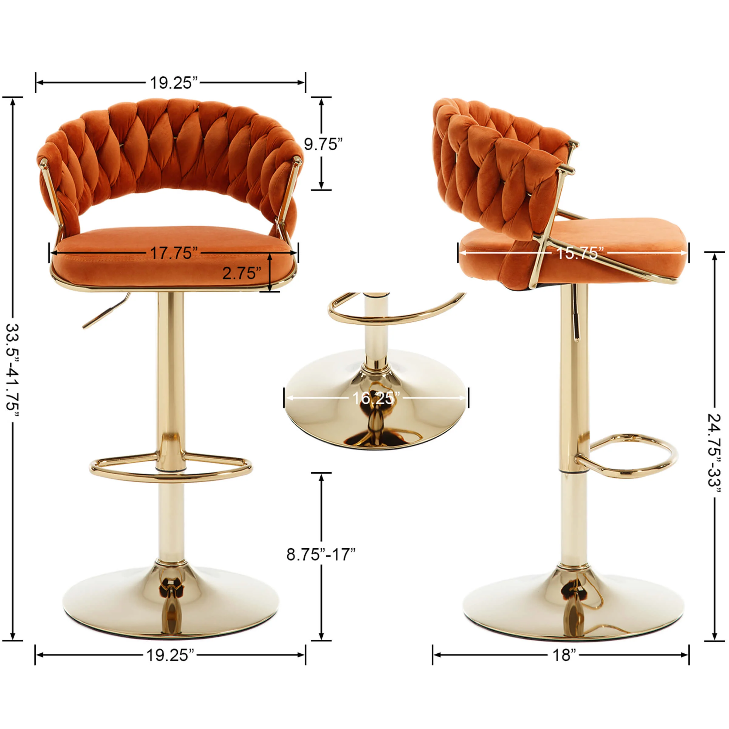 Woven Swivel Bar Stools Set of 2 - 1560AB - Image 8
