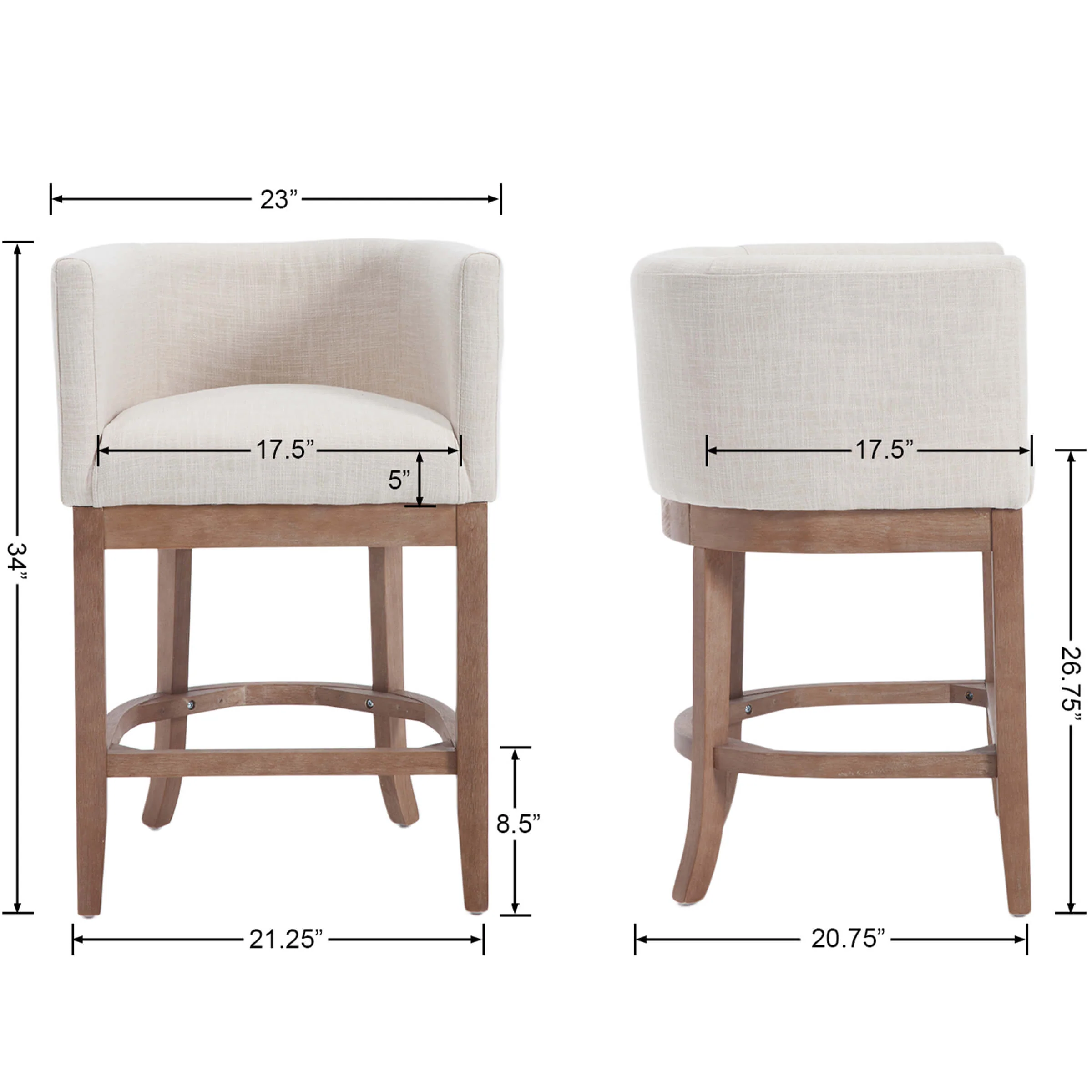 26.75"H Linen Counter Stool 1 PCS - 2004CS - Image 9