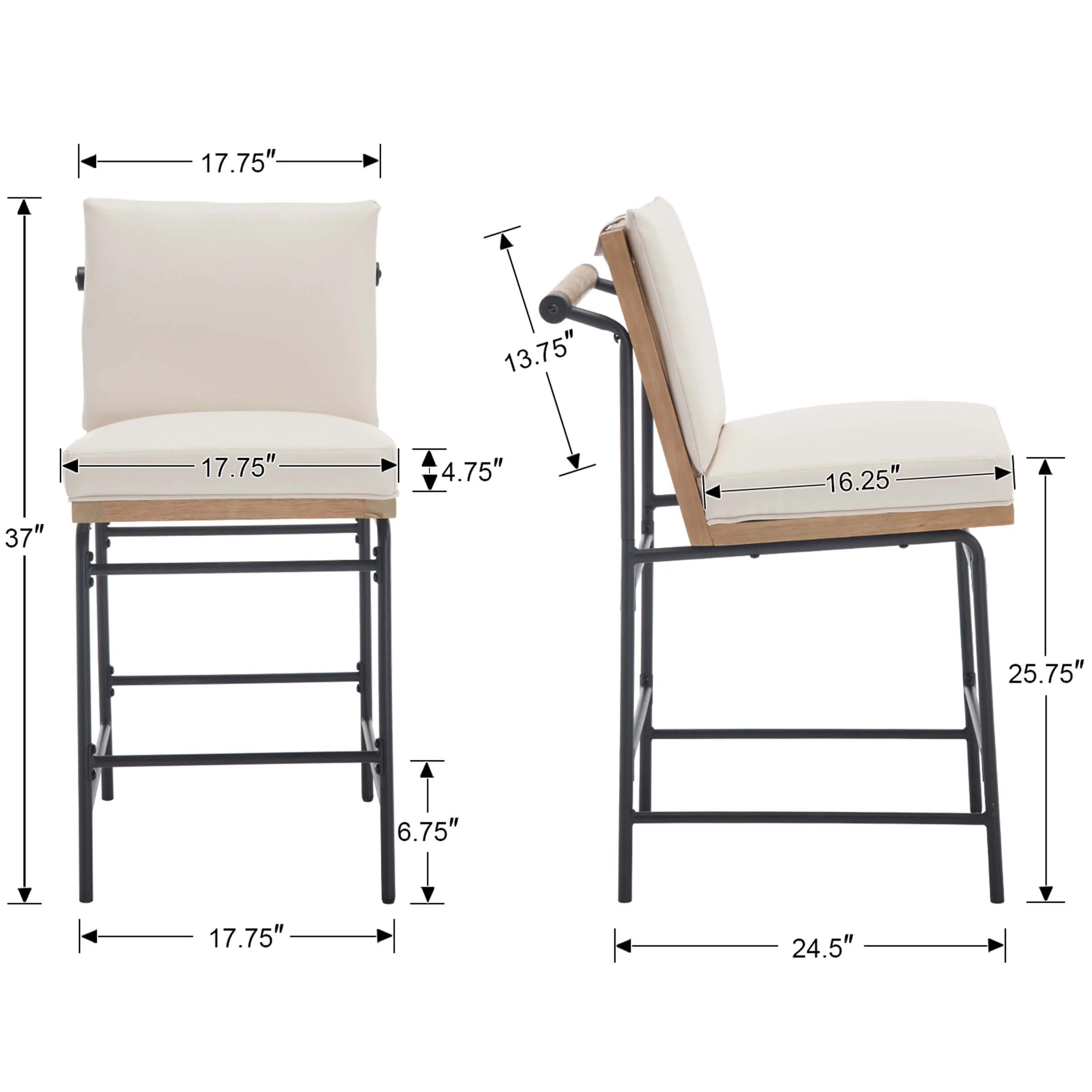 26"H Removable Cushion Counter Height Stools Set of 2 - 5734CS - Image 8