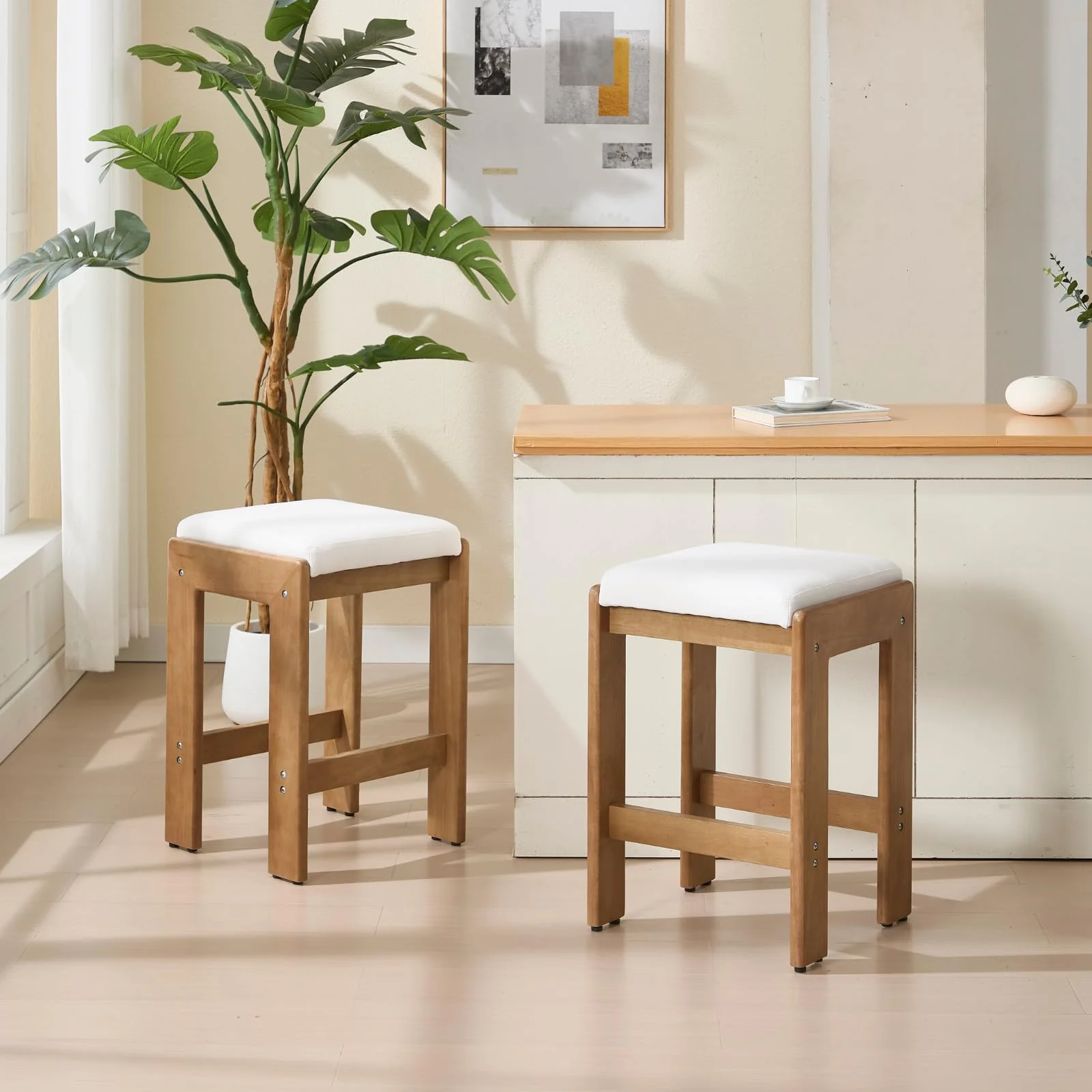 26-inch Farmhouse Saddle Seat Bar Stools Set of 2 - 5852CS - Image 2