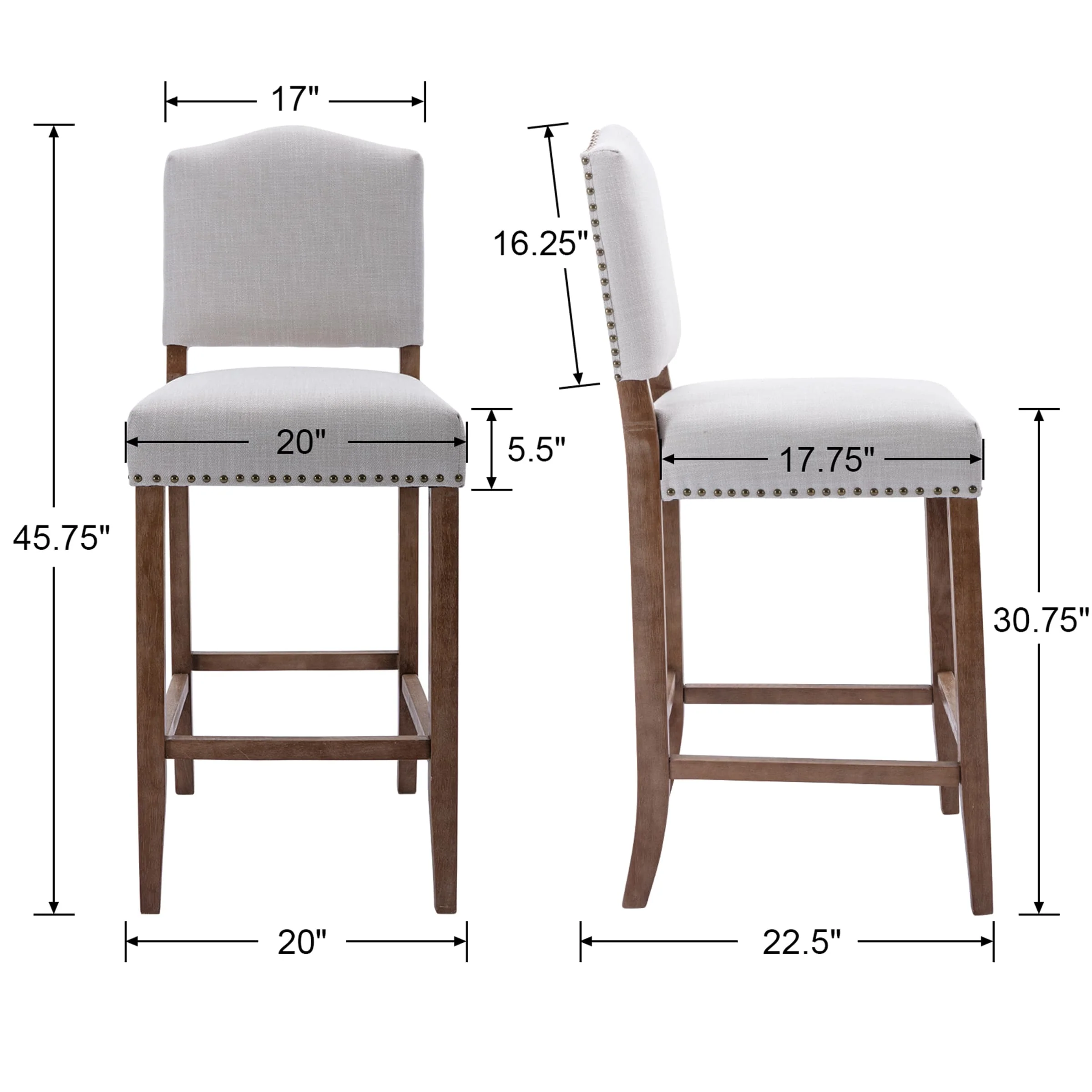 26"H Linen Counter Height Bar Stools Set of 2 - 5699CS - Image 8