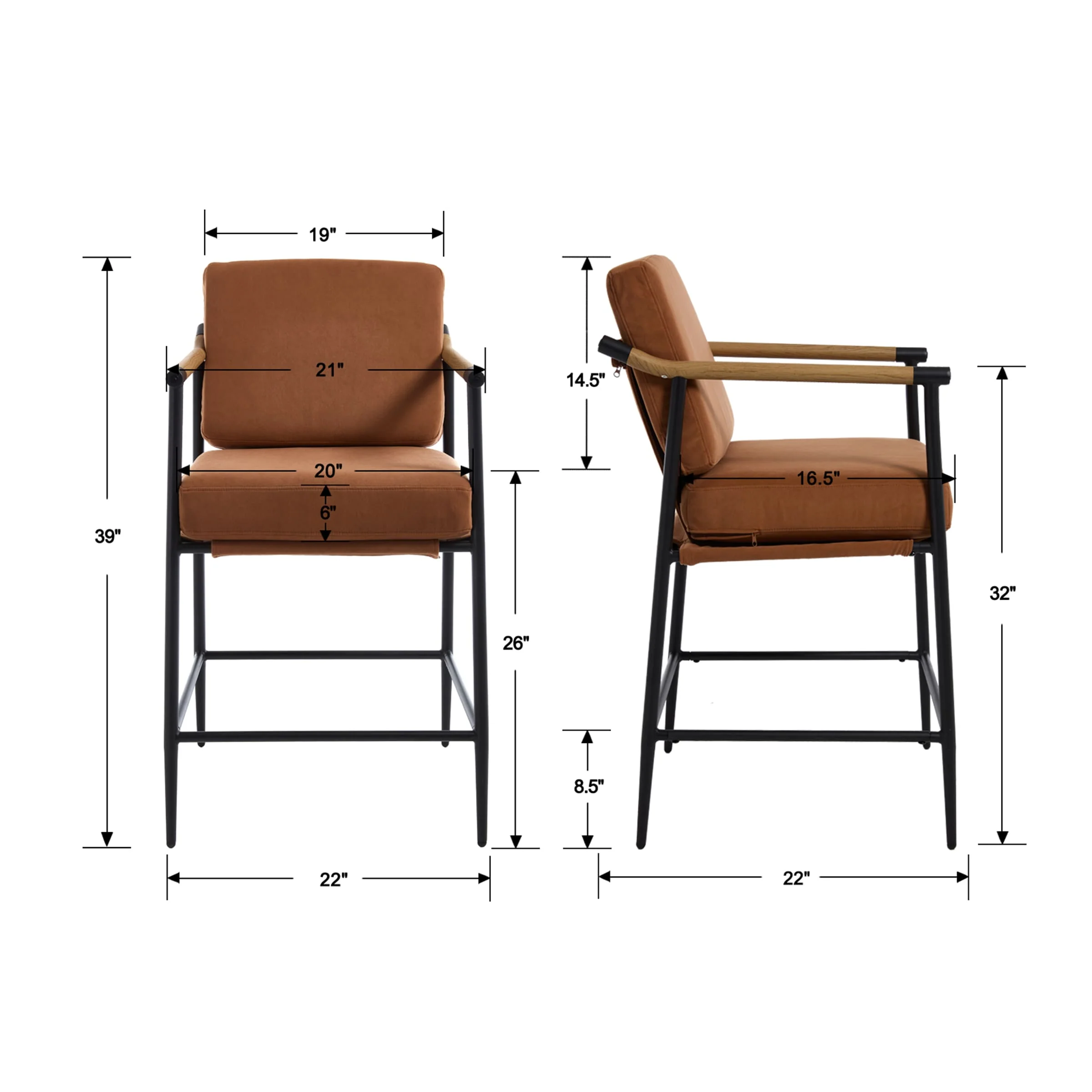 26" Mid Century Modern Counter Stools Set of 2 - 15020CS - Image 17
