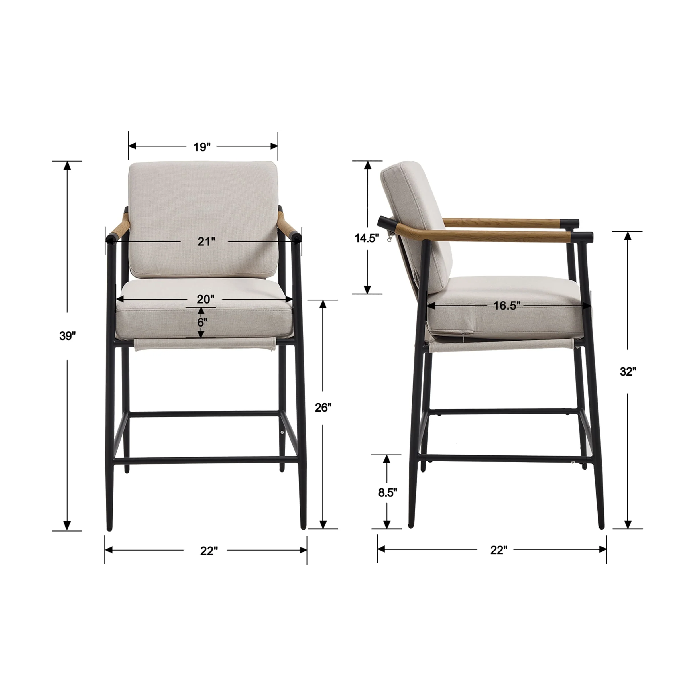 26" Mid Century Modern Counter Stools Set of 2 - 15020CS - Image 25