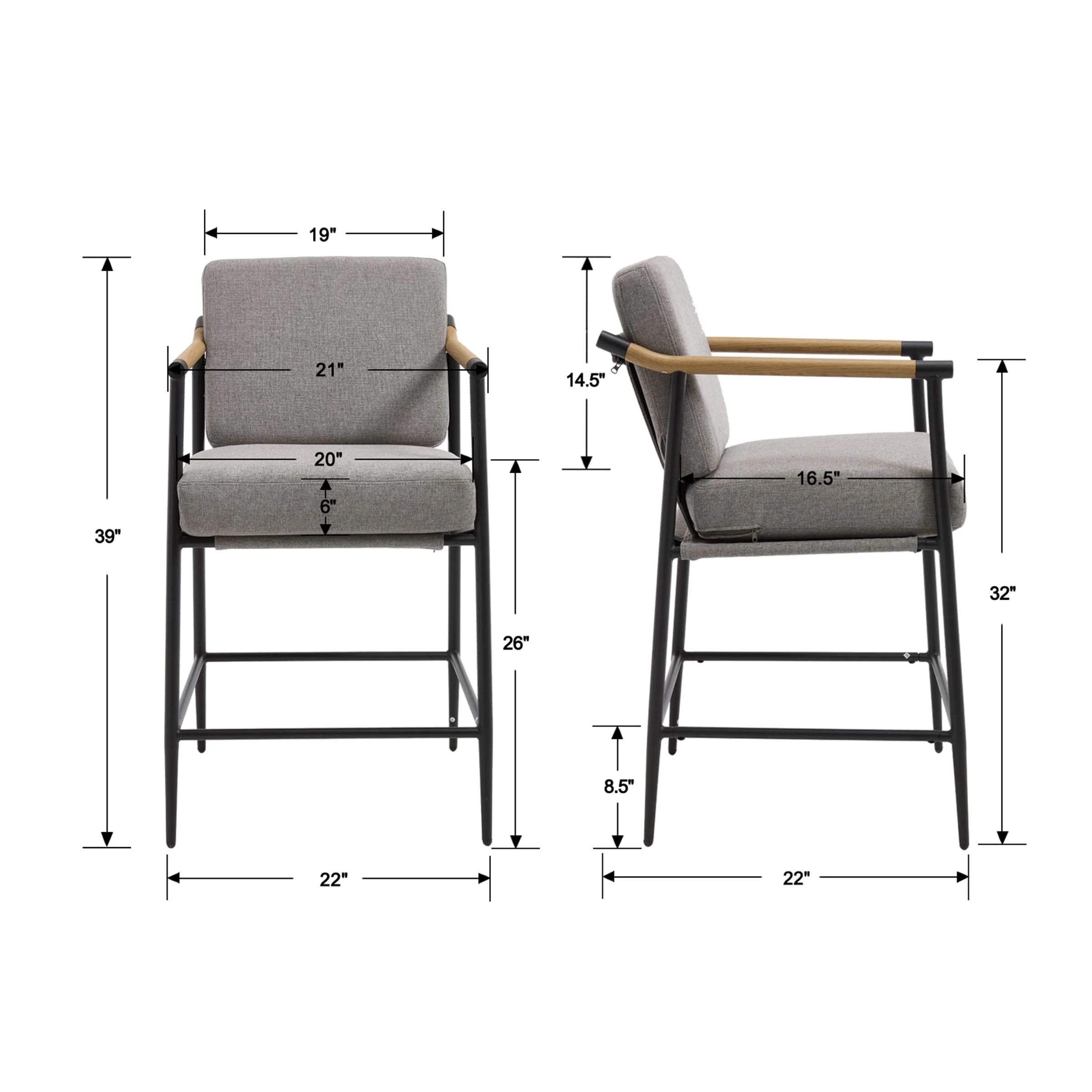 26" Mid Century Modern Counter Stools Set of 2 - 15020CS - Image 9