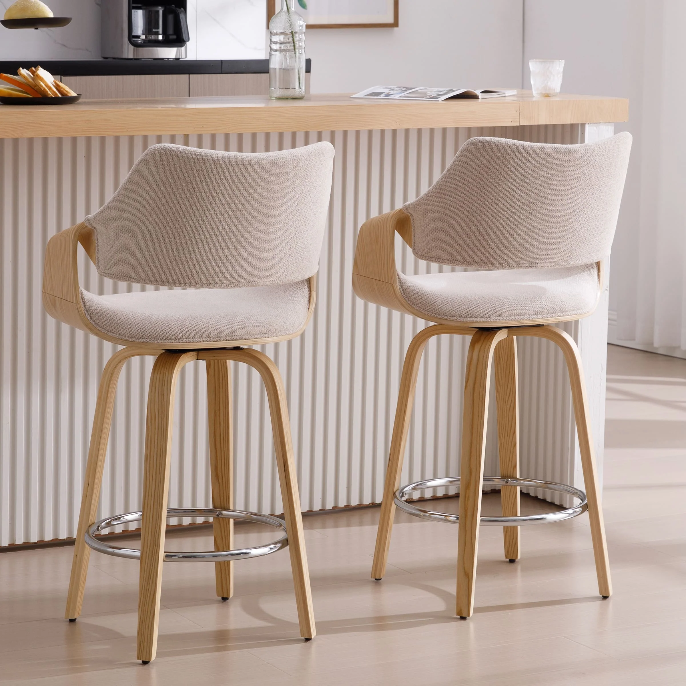 26"H Modern Barrel Swivel Counter Stools Set of 2 - 3075CS - Image 3