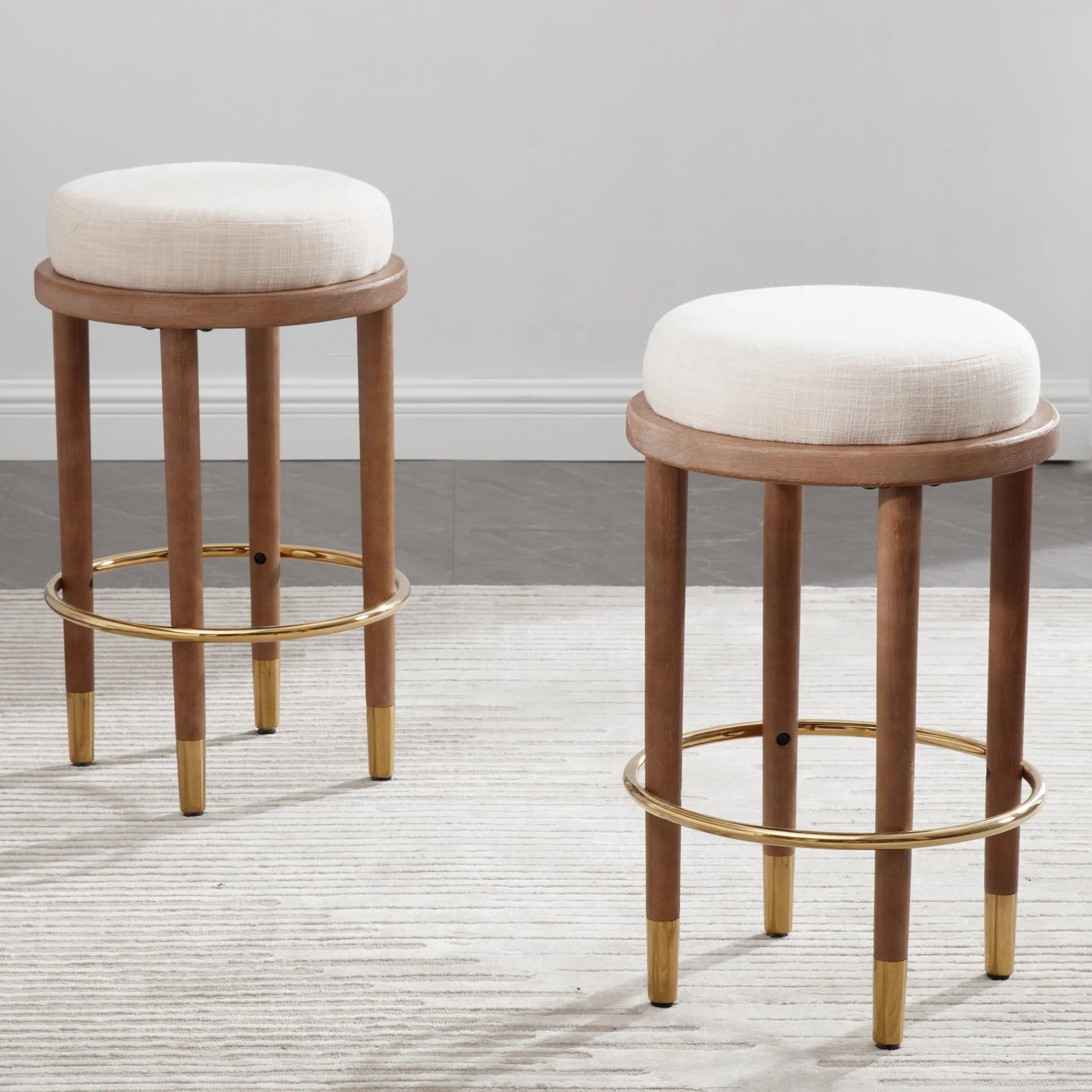 26"H Backless Round Counter Stools Set of 2- 5783CS - Image 2