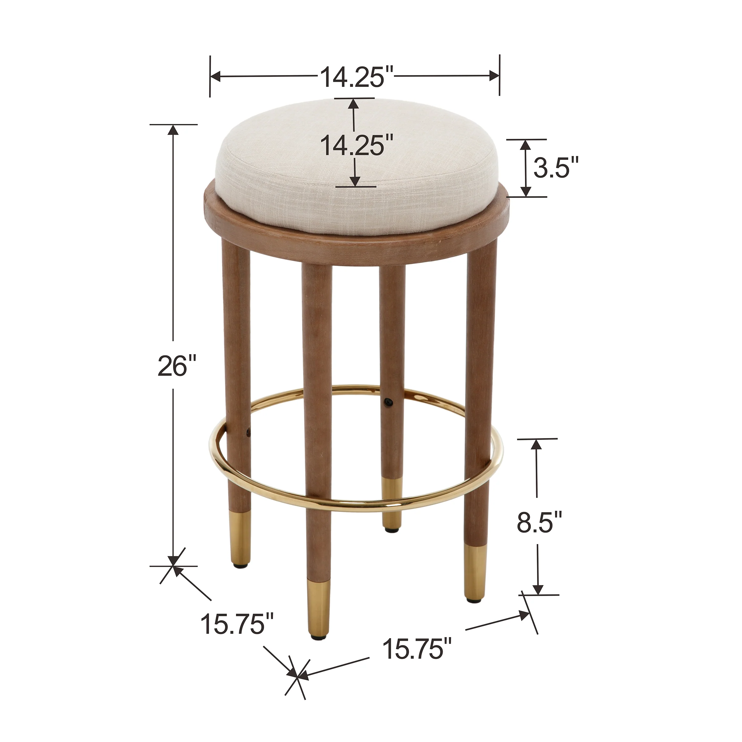 26"H Backless Round Counter Stools Set of 2- 5783CS - Image 8