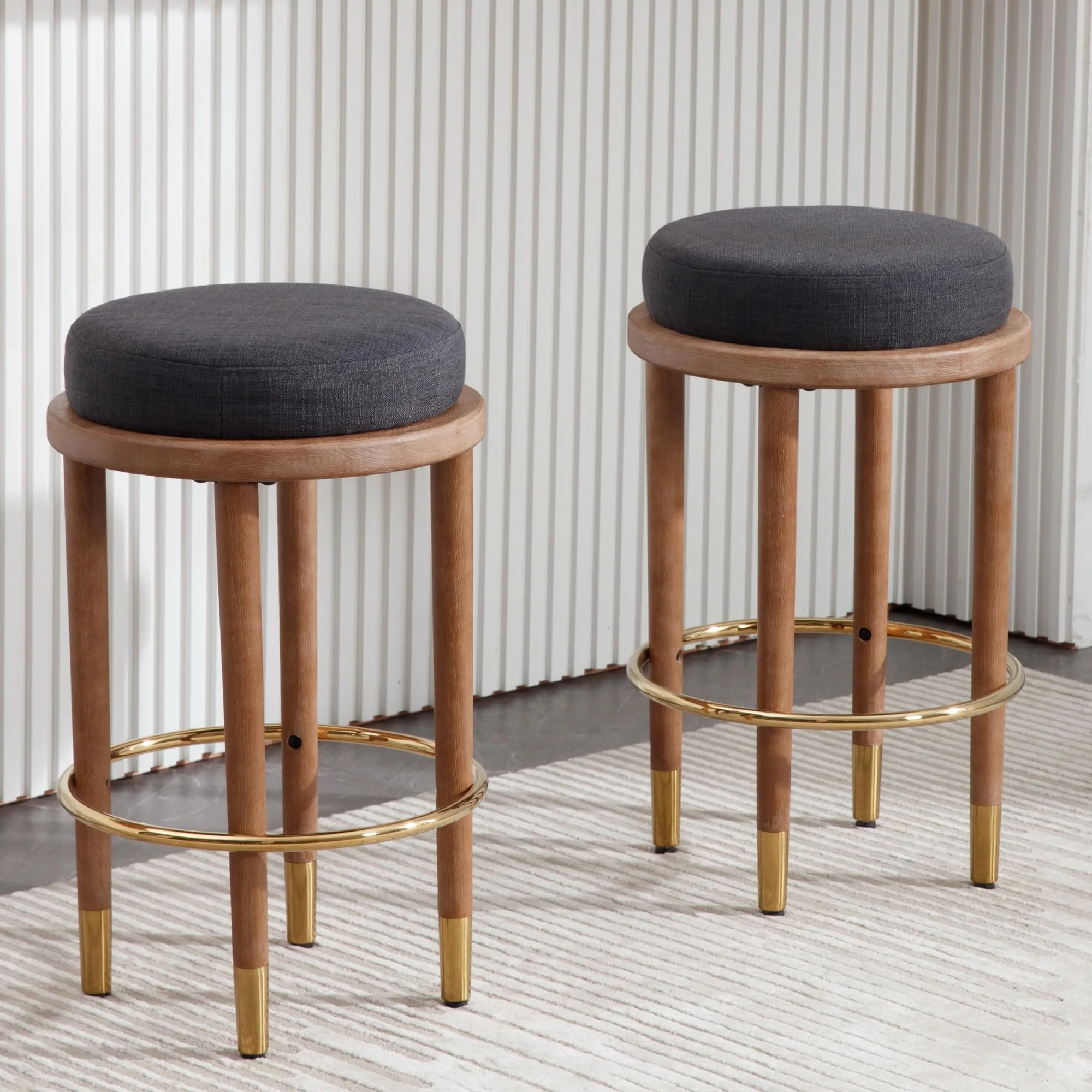 26"H Backless Round Counter Stools Set of 2- 5783CS - Image 9