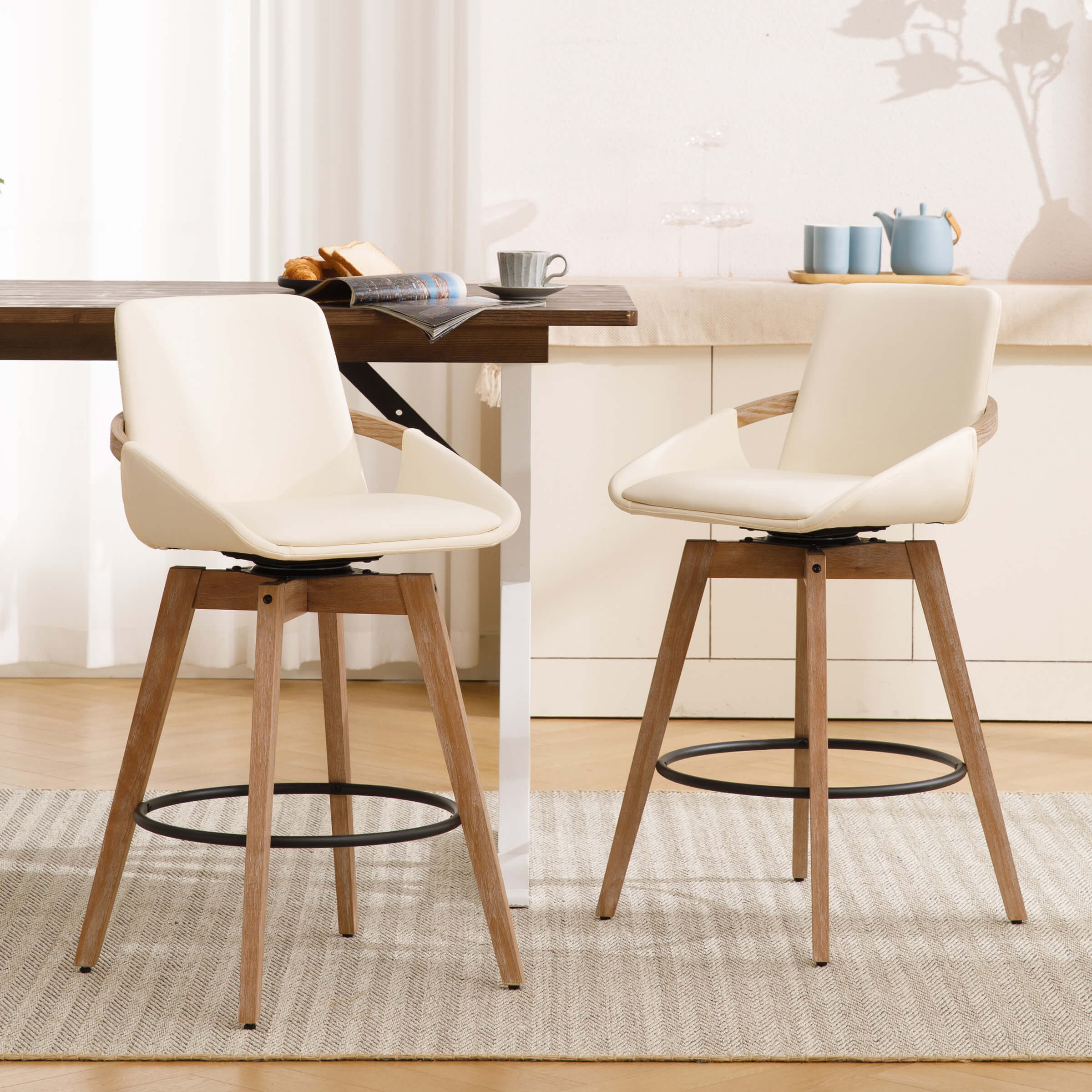 26"H Swivel Curved Back Counter Stools Set of 2 - 3088CS - Image 10