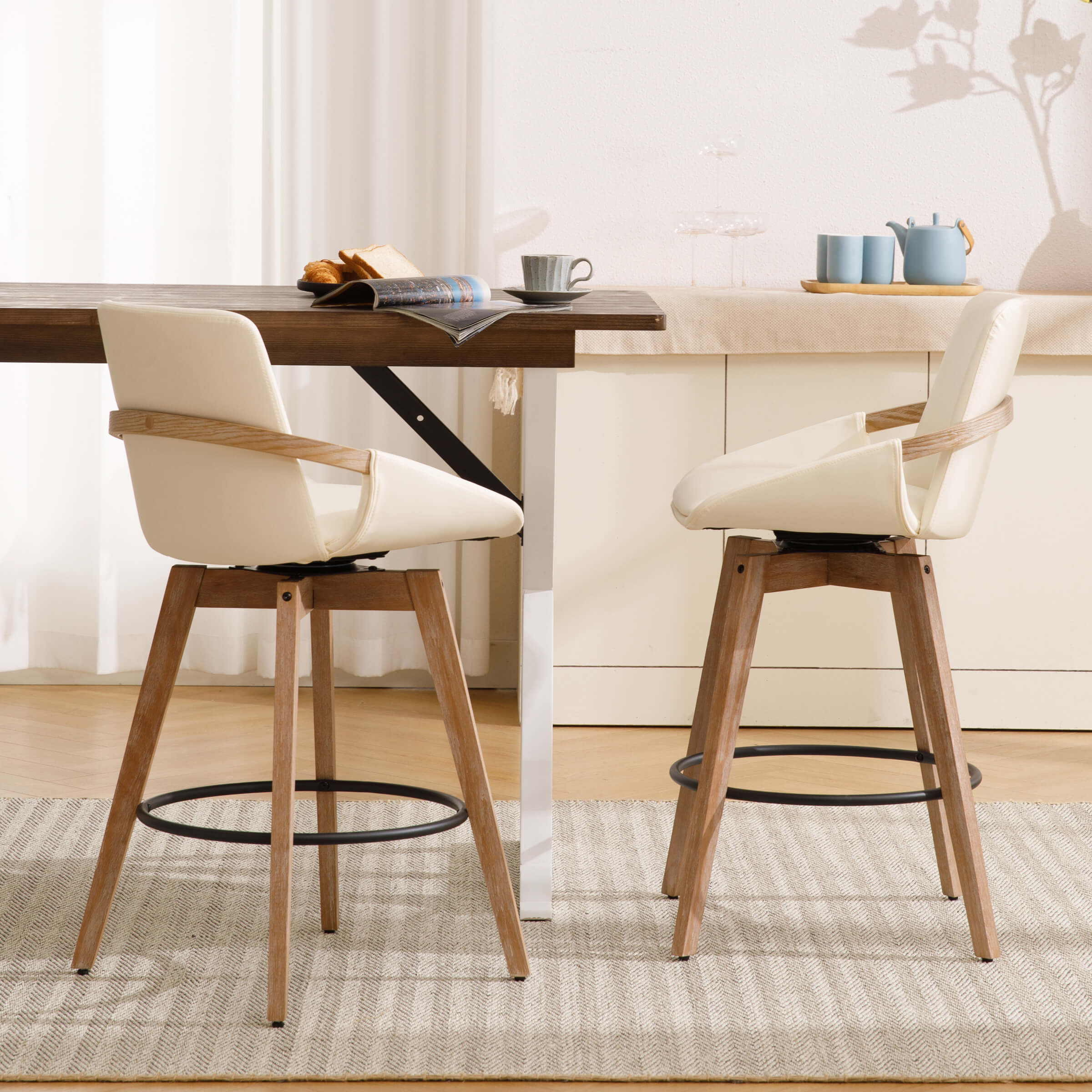 26"H Swivel Curved Back Counter Stools Set of 2 - 3088CS - Image 11