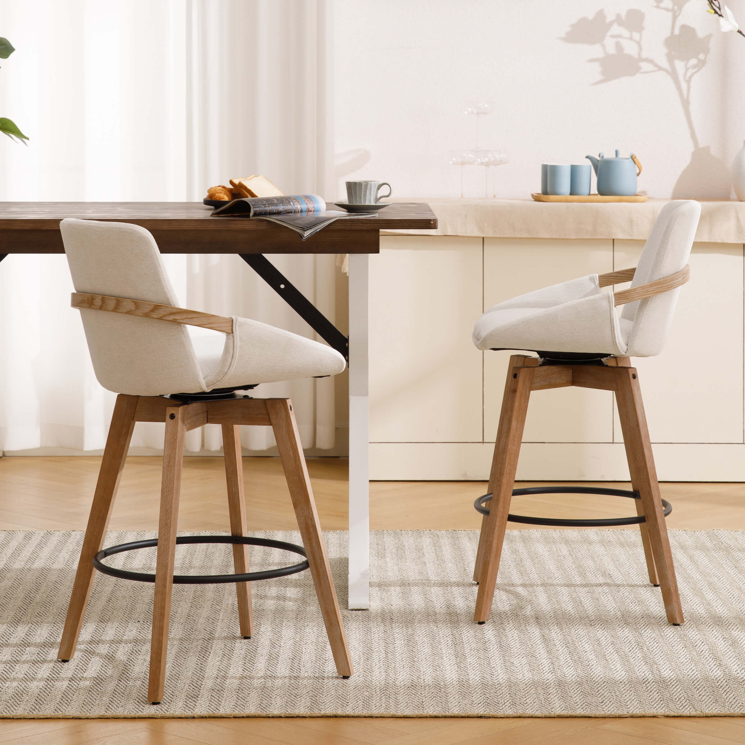 26"H Swivel Curved Back Counter Stools Set of 2 - 3088CS - Image 2