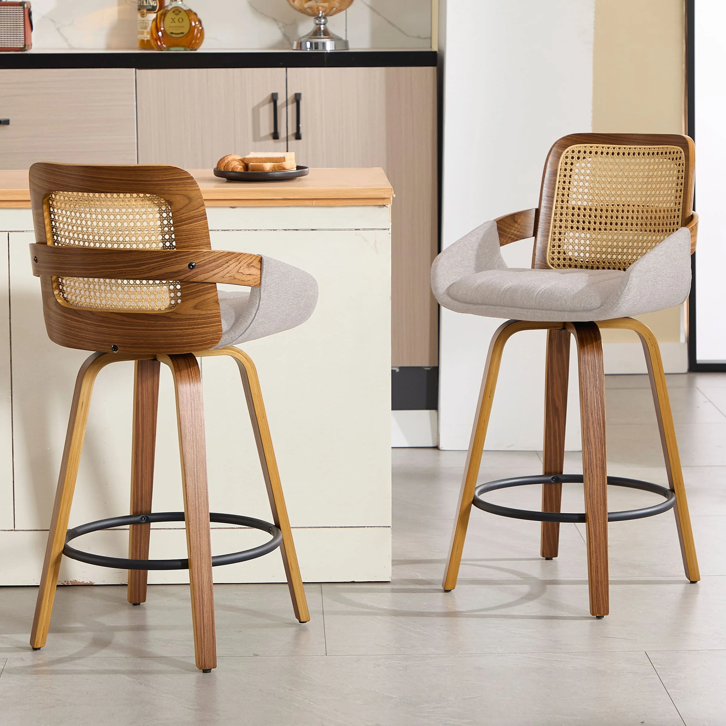 26"H Swivel Rattan Counter Height Bar Stools Set of 2 - 71062CS - Image 10