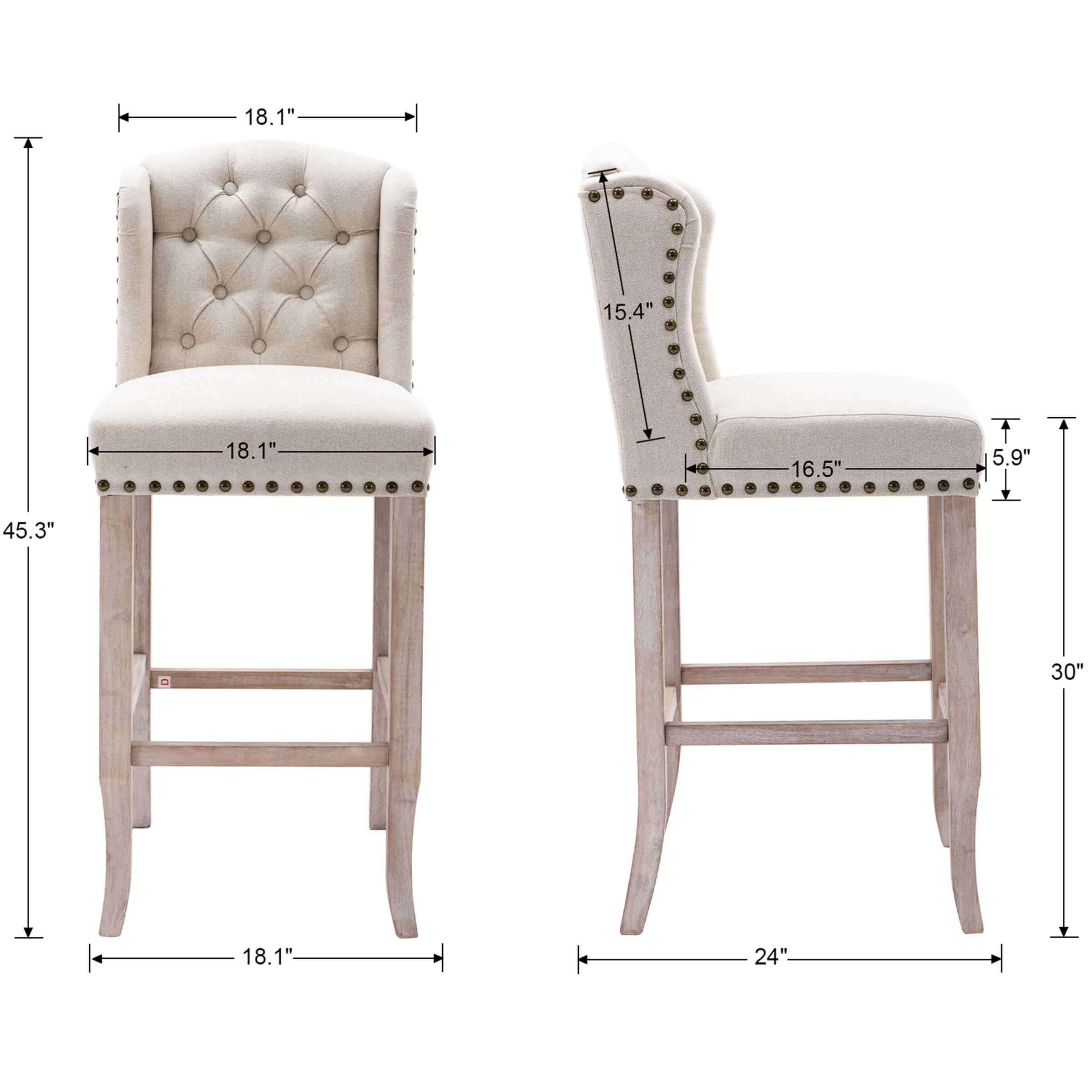 26"H Tufted Counter Stools Set of 2 - 5615CS - Image 20
