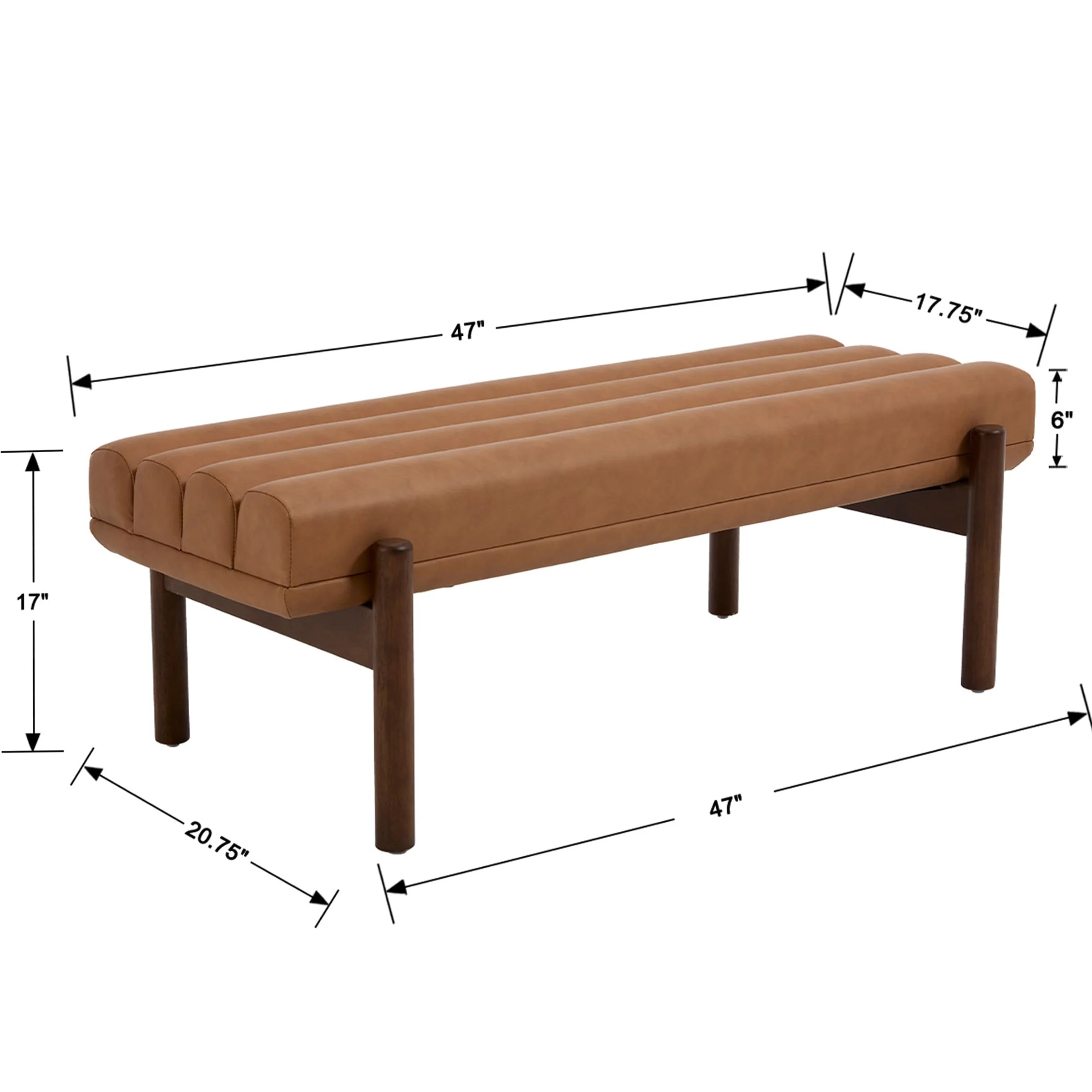 47" W Entryway Bench with Solid Wood Legs - 3248BH - Image 10