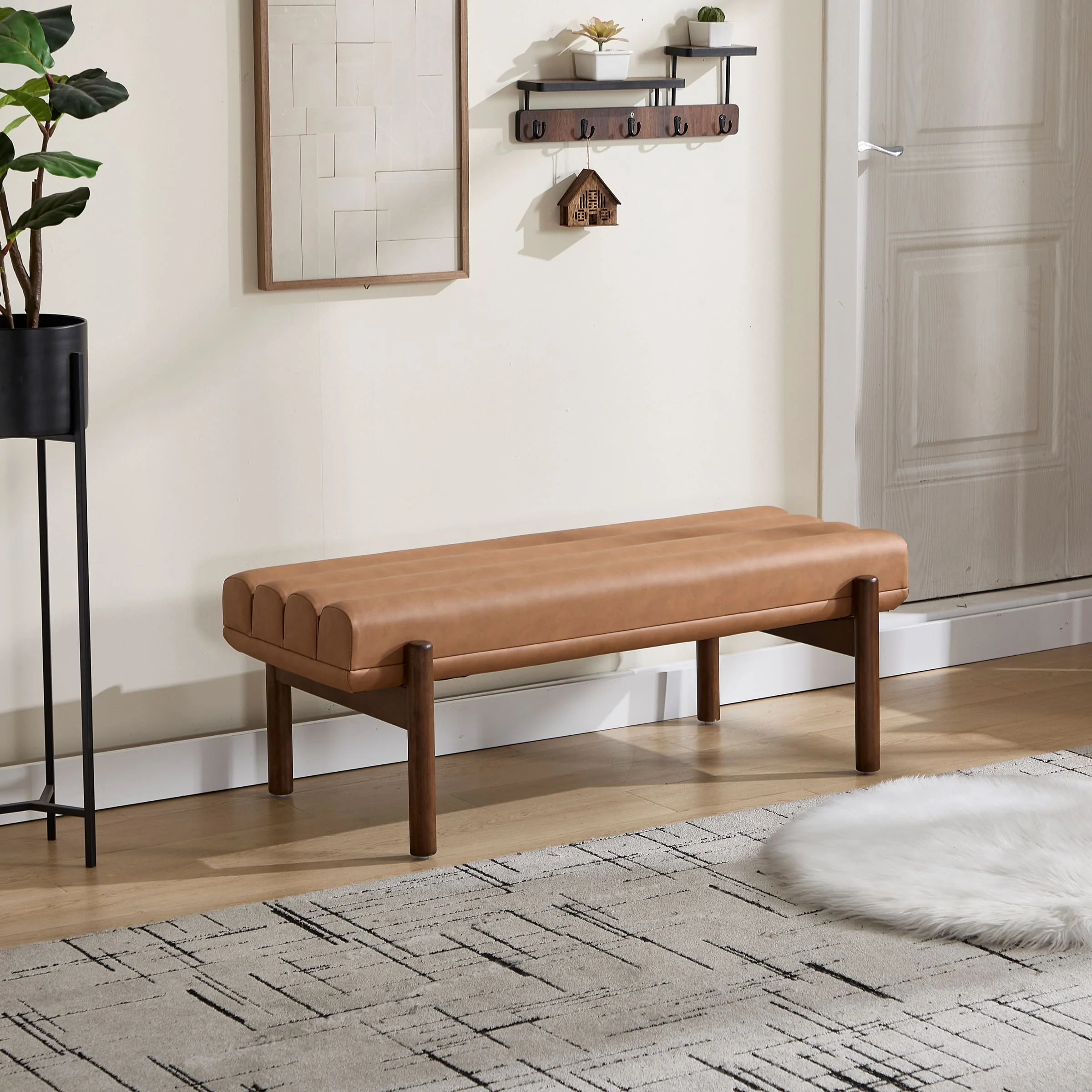 47" W Entryway Bench with Solid Wood Legs - 3248BH - Image 3