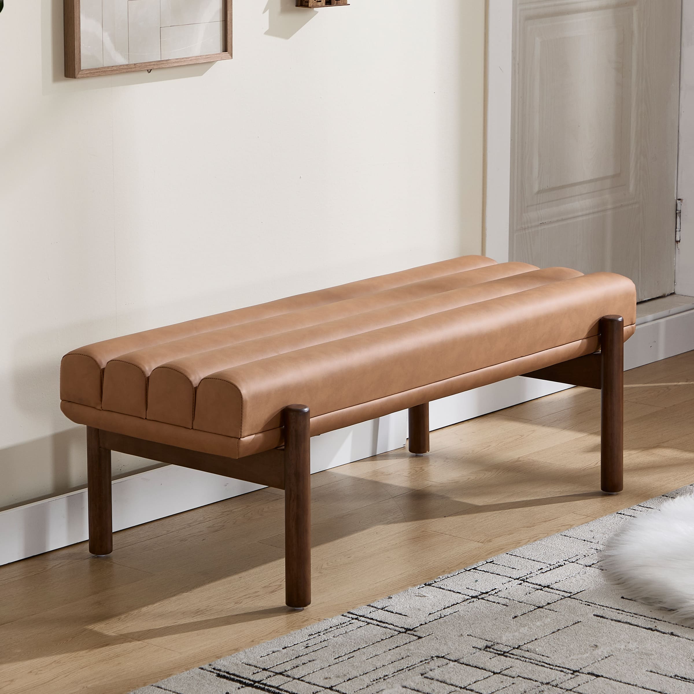 47" W Entryway Bench with Solid Wood Legs - 3248BH - Image 4