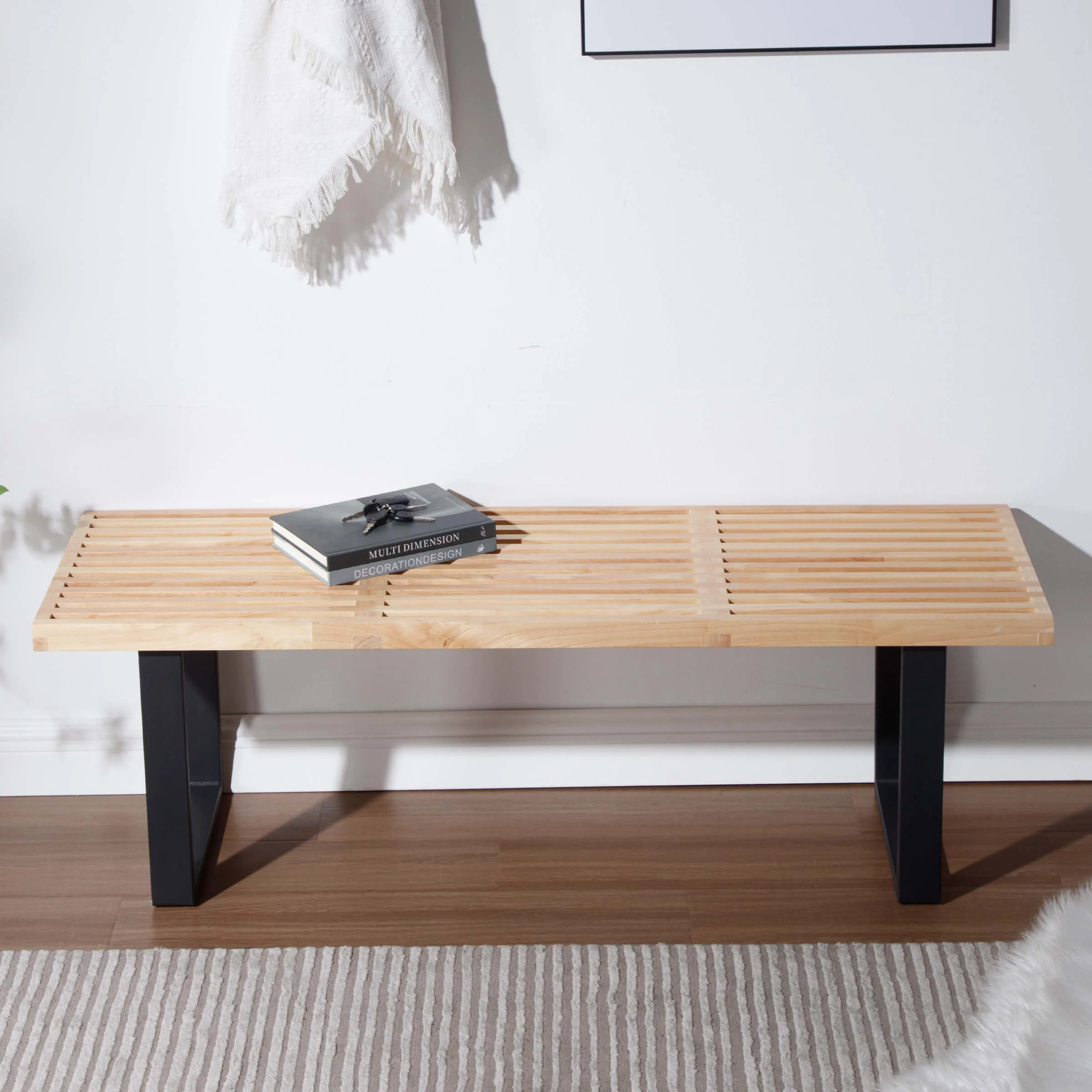 55"W Natural Wood Entryway Bench - XXX9BH - Image 3