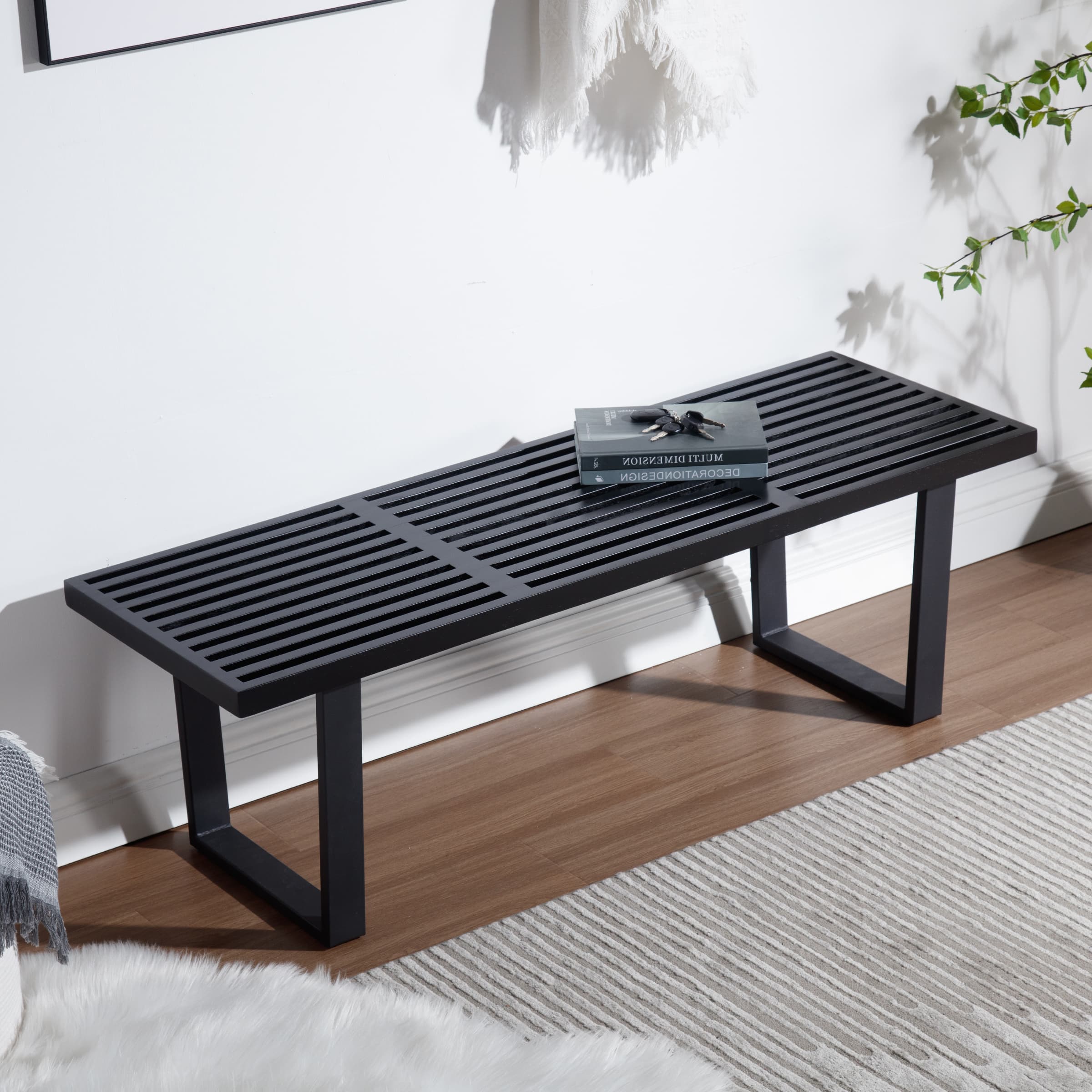 55"W Natural Wood Entryway Bench - XXX9BH - Image 7