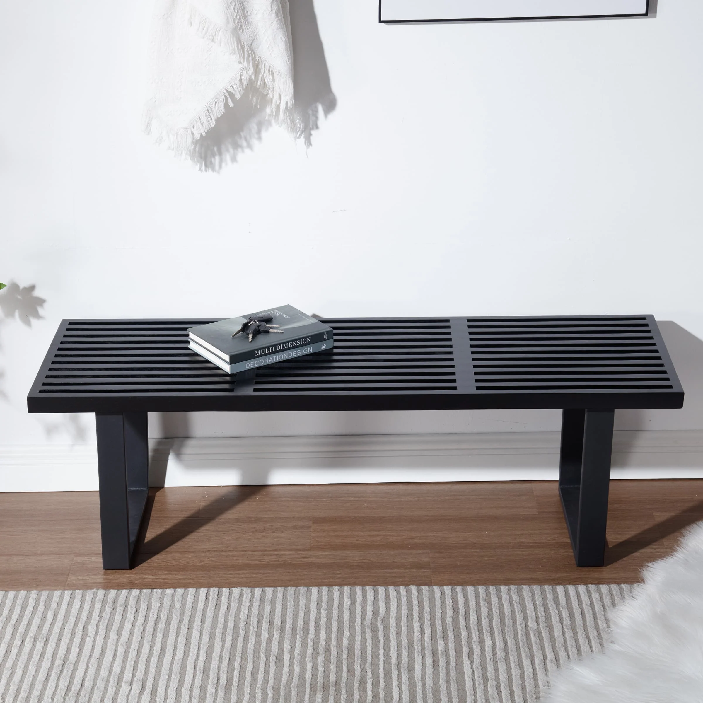 55"W Natural Wood Entryway Bench - XXX9BH - Image 8