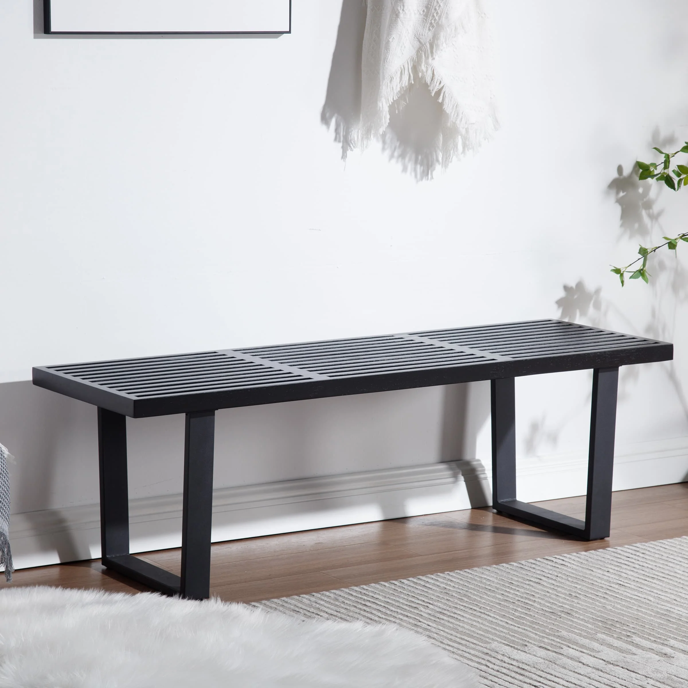 55"W Natural Wood Entryway Bench - XXX9BH - Image 9