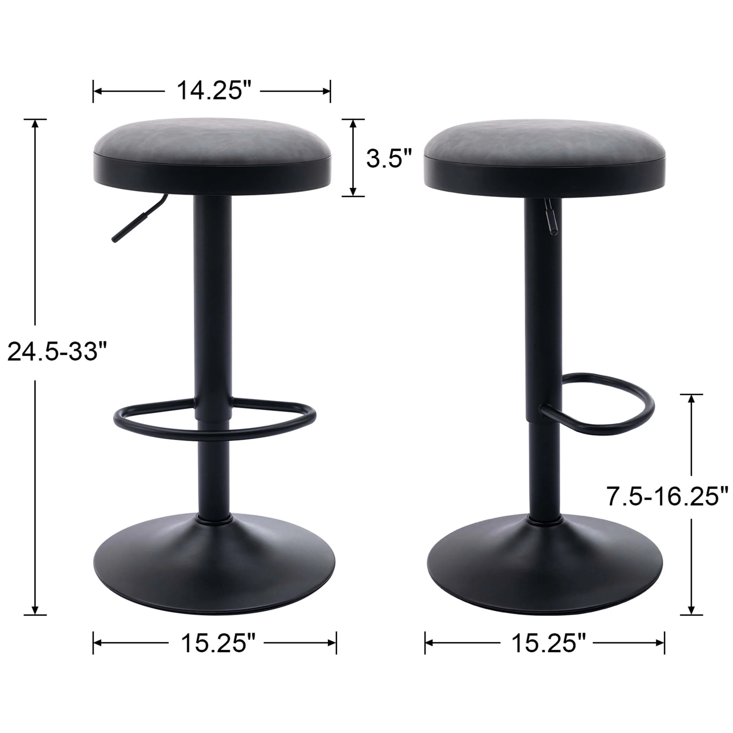 Adjustable Swivel Backless Bar Stool 1 PCS - 90117AB - Image 15