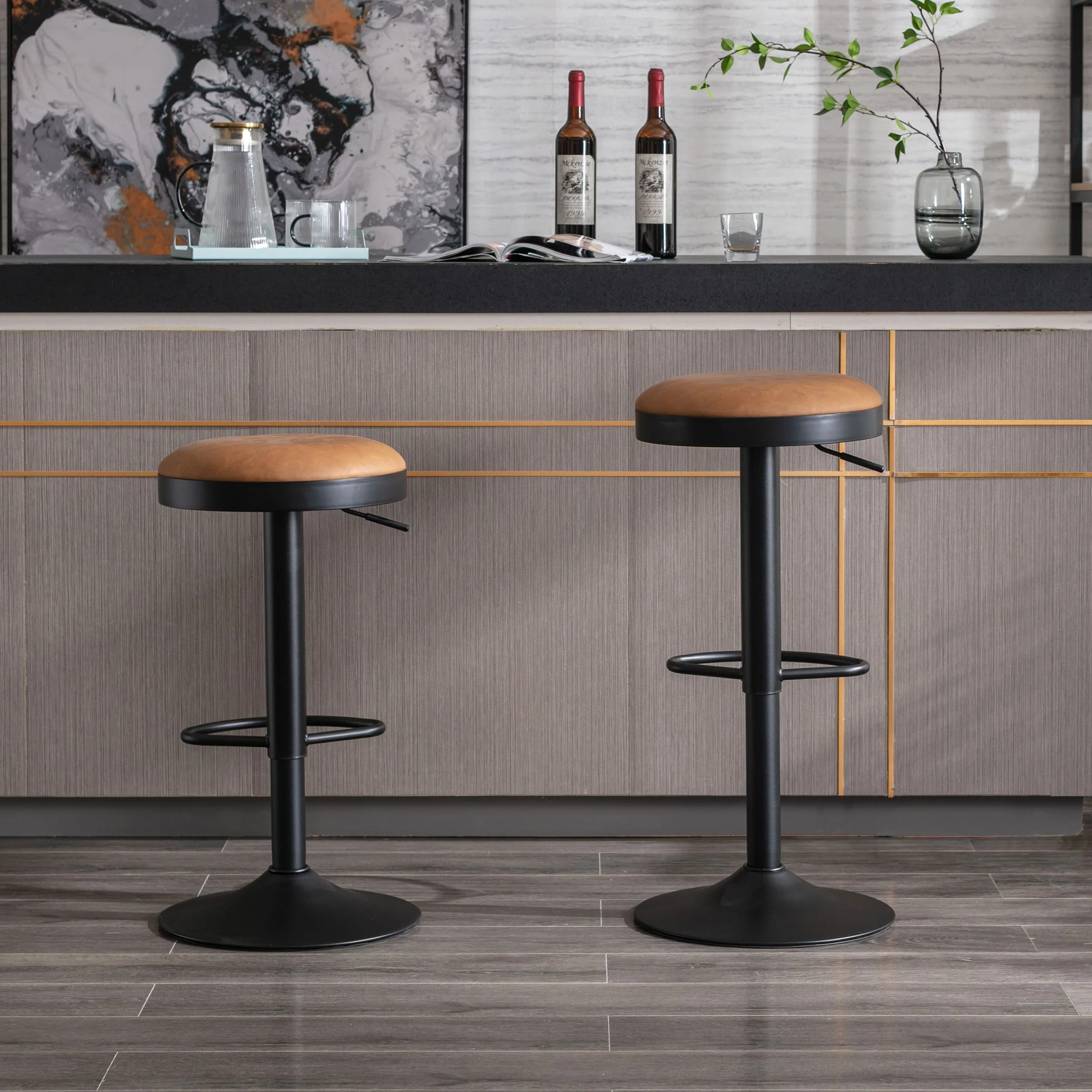 Adjustable Swivel Backless Bar Stool 1 PCS - 90117AB - Image 2