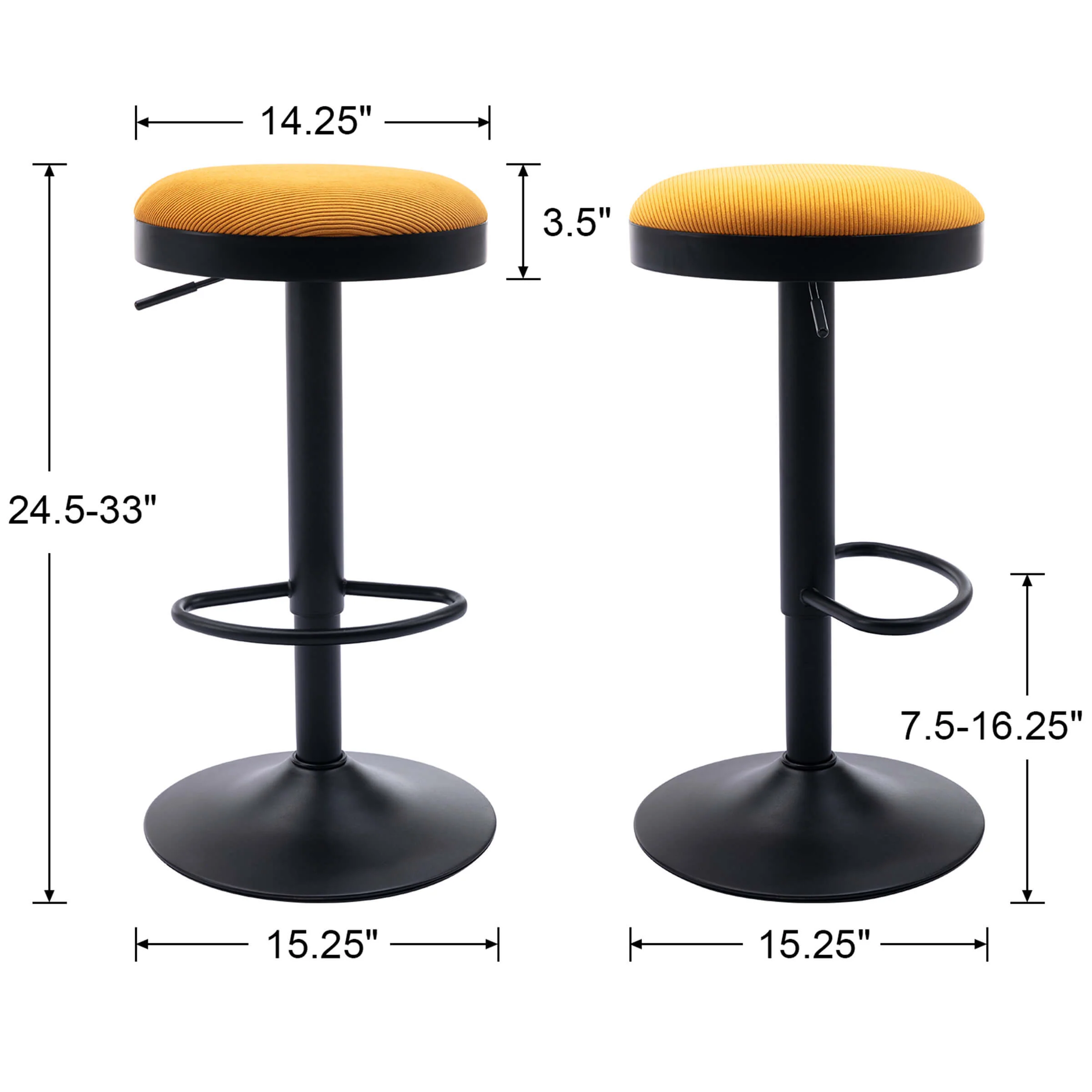 Adjustable Swivel Backless Bar Stool 1 PCS - 90117AB - Image 21
