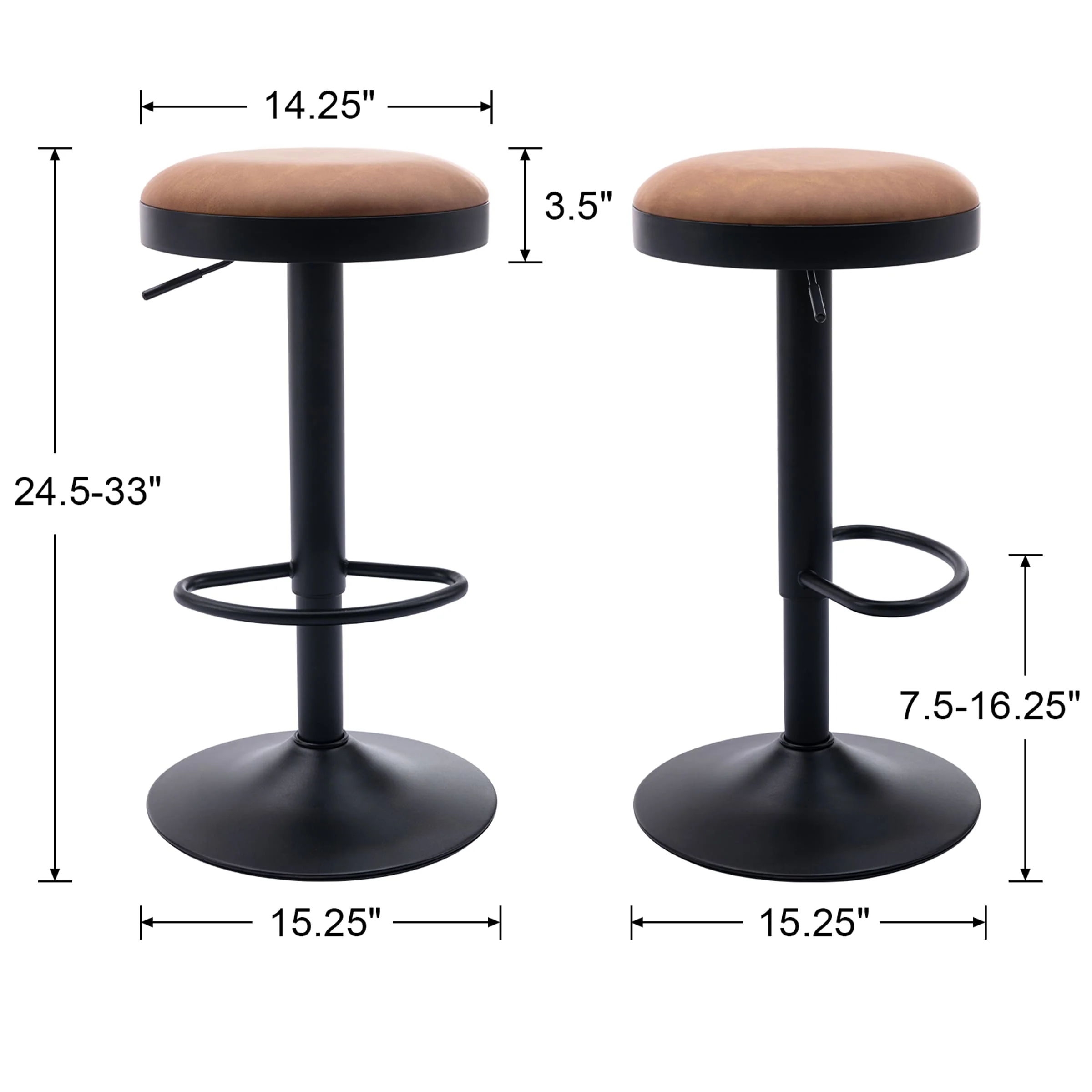 Adjustable Swivel Backless Bar Stool 1 PCS - 90117AB - Image 8