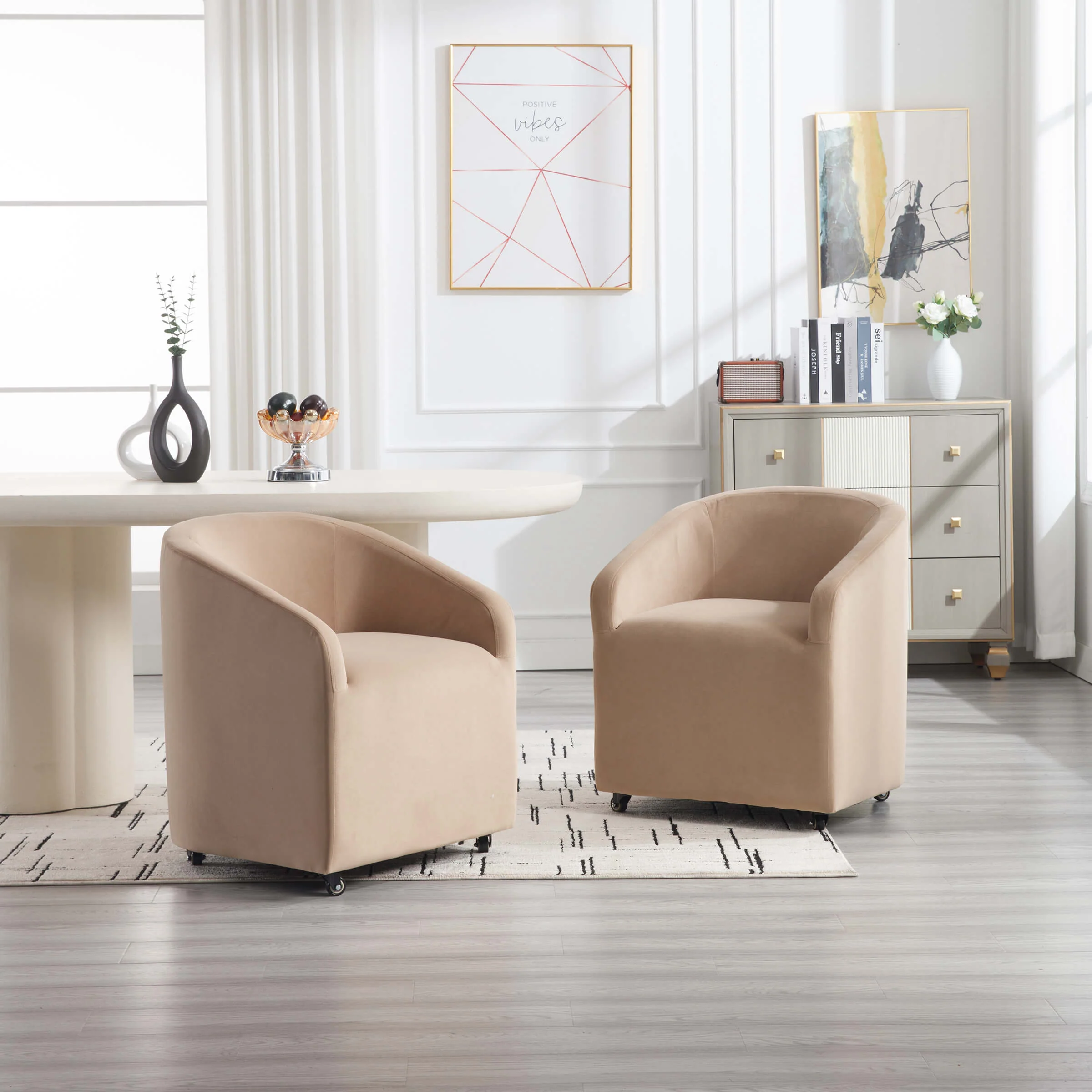 Barrel Dining Chair with Swivel Wheels 1 PCS - X297DC - Image 11