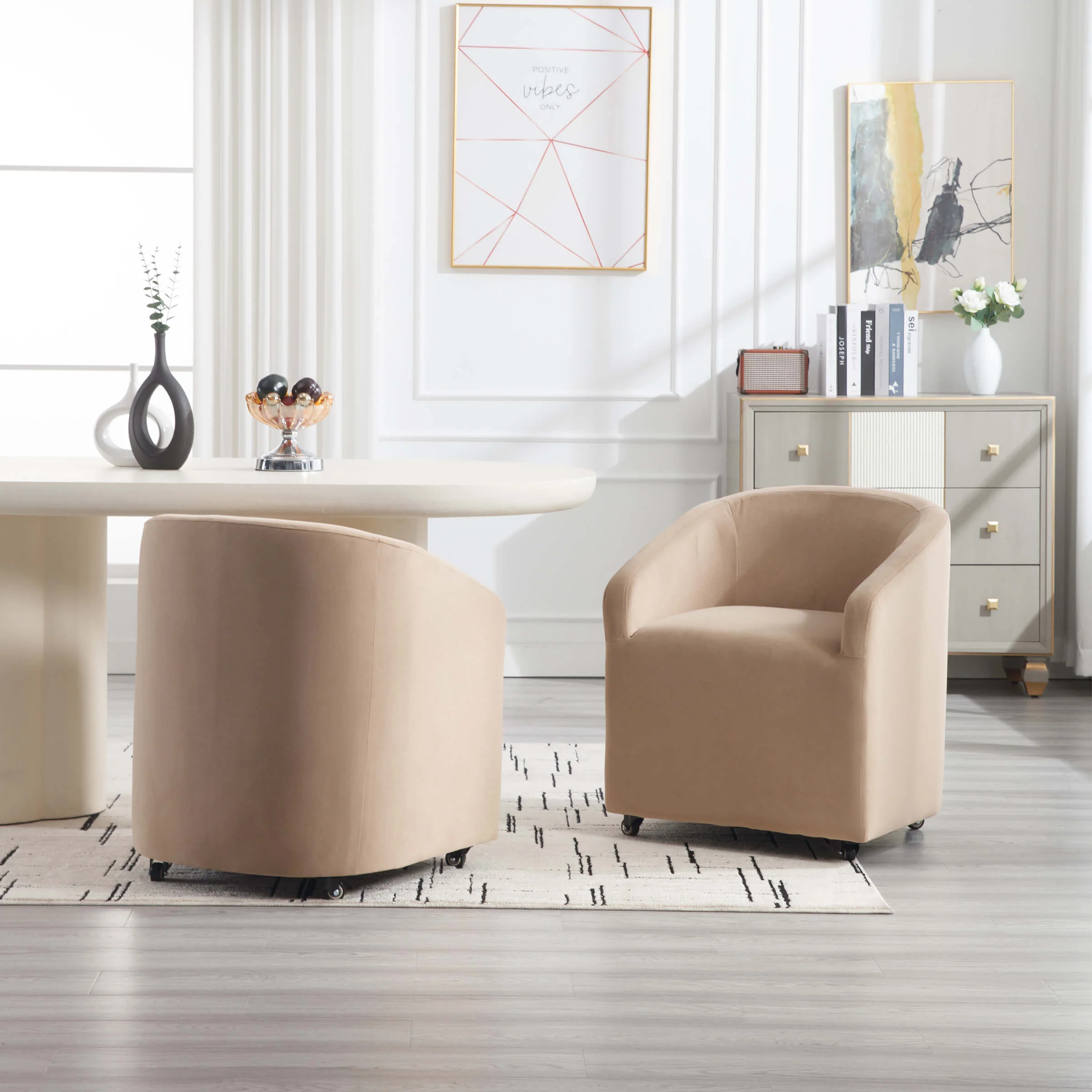 Barrel Dining Chair with Swivel Wheels 1 PCS - X297DC - Image 12