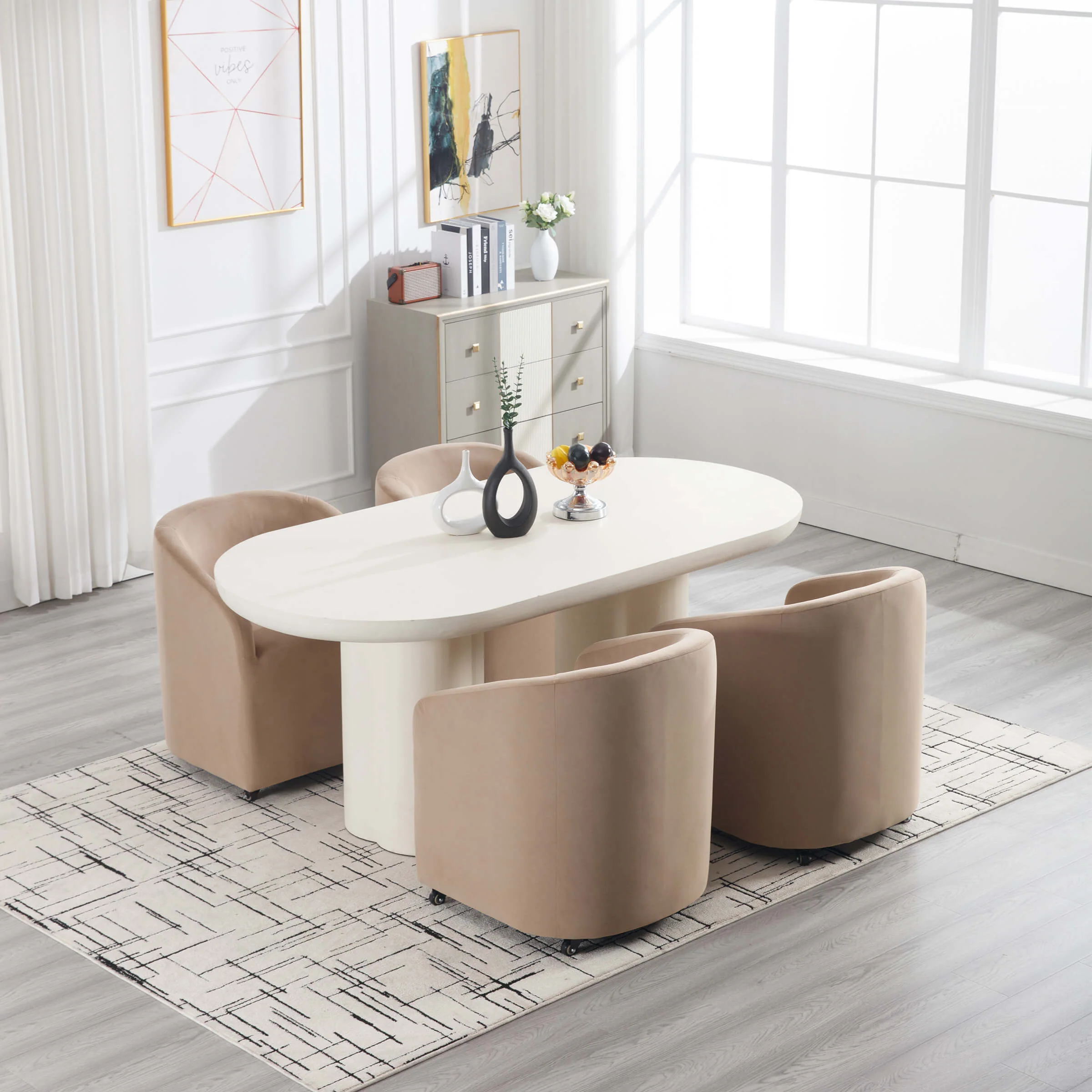 Barrel Dining Chair with Swivel Wheels 1 PCS - X297DC - Image 13