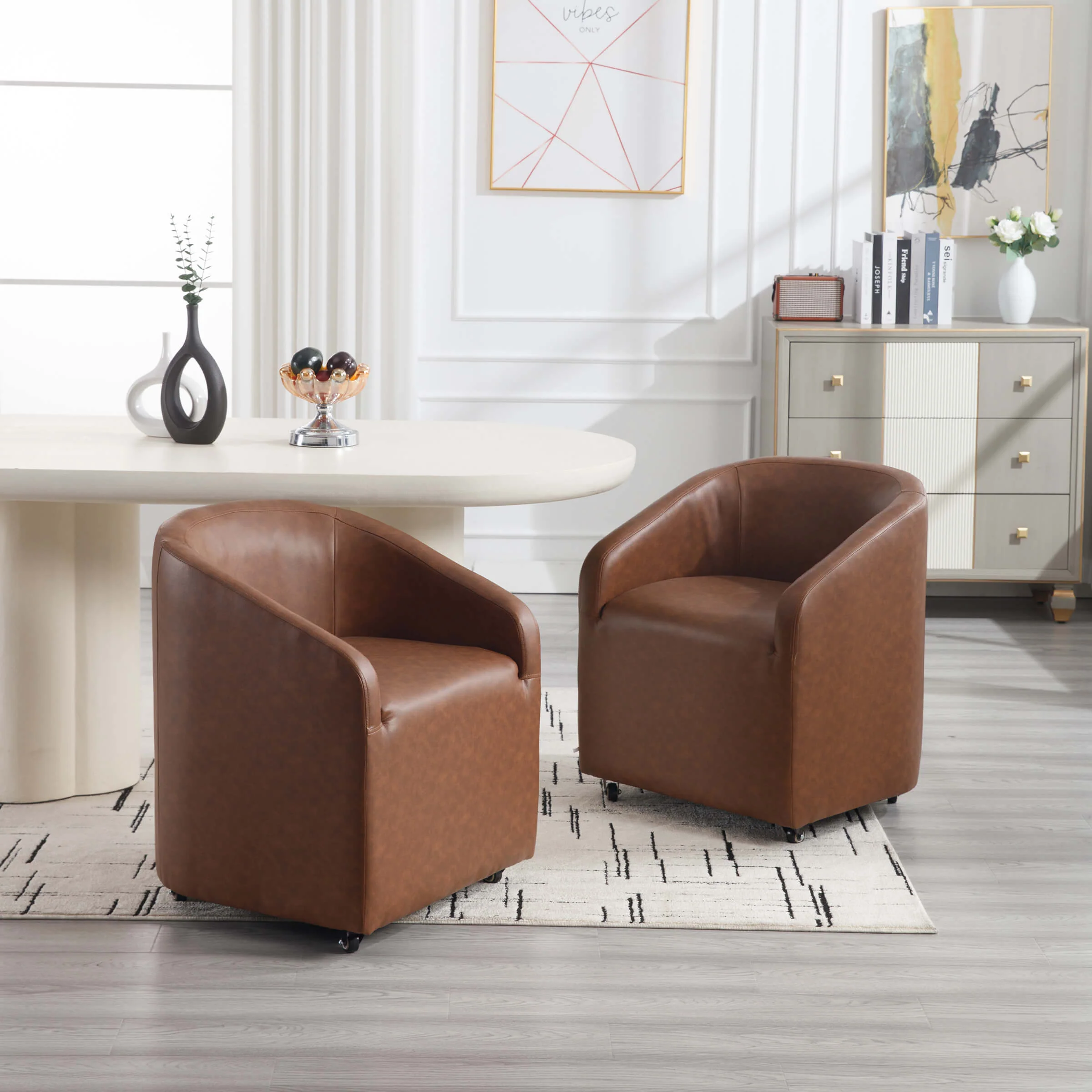 Barrel Dining Chair with Swivel Wheels 1 PCS - X297DC - Image 18