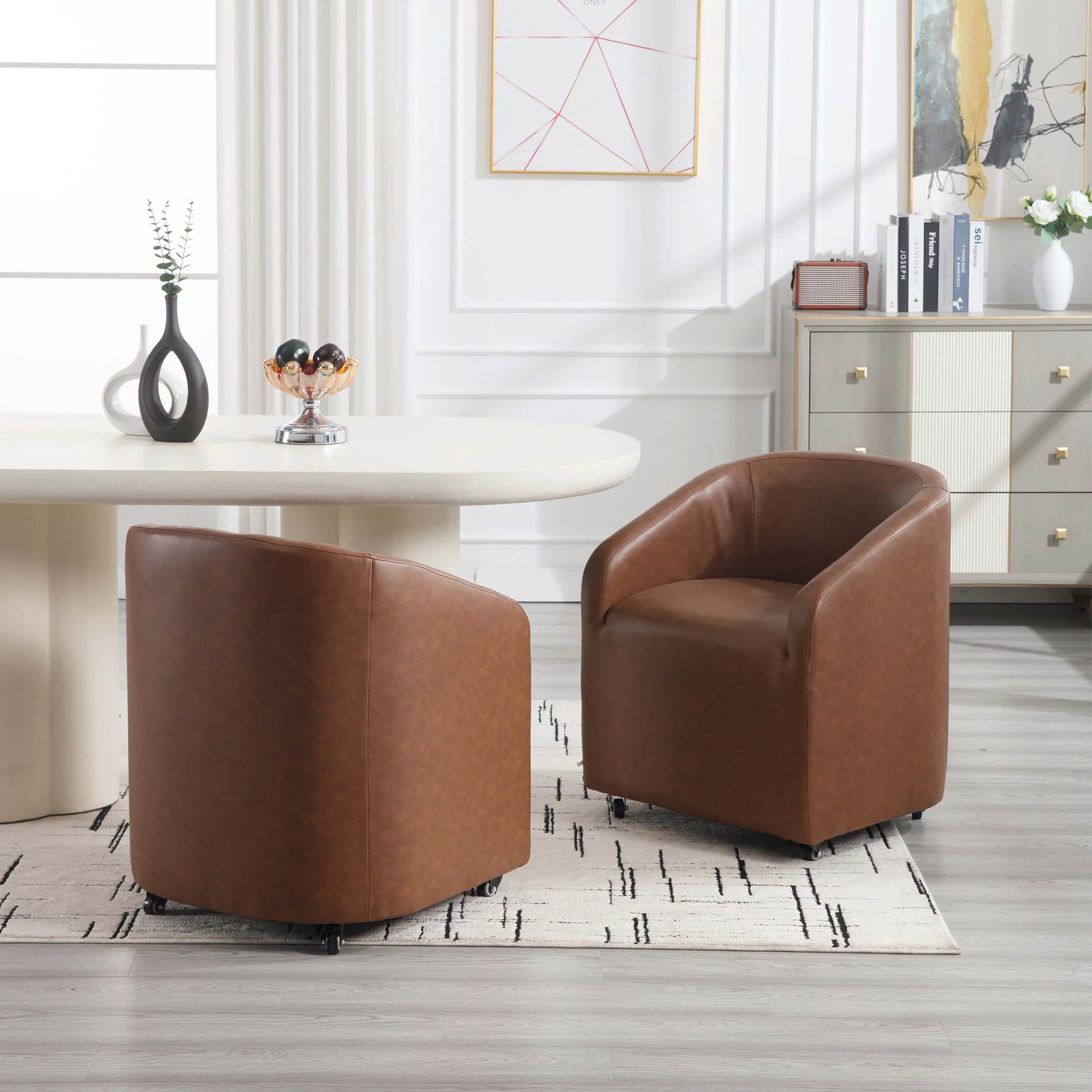 Barrel Dining Chair with Swivel Wheels 1 PCS - X297DC - Image 19