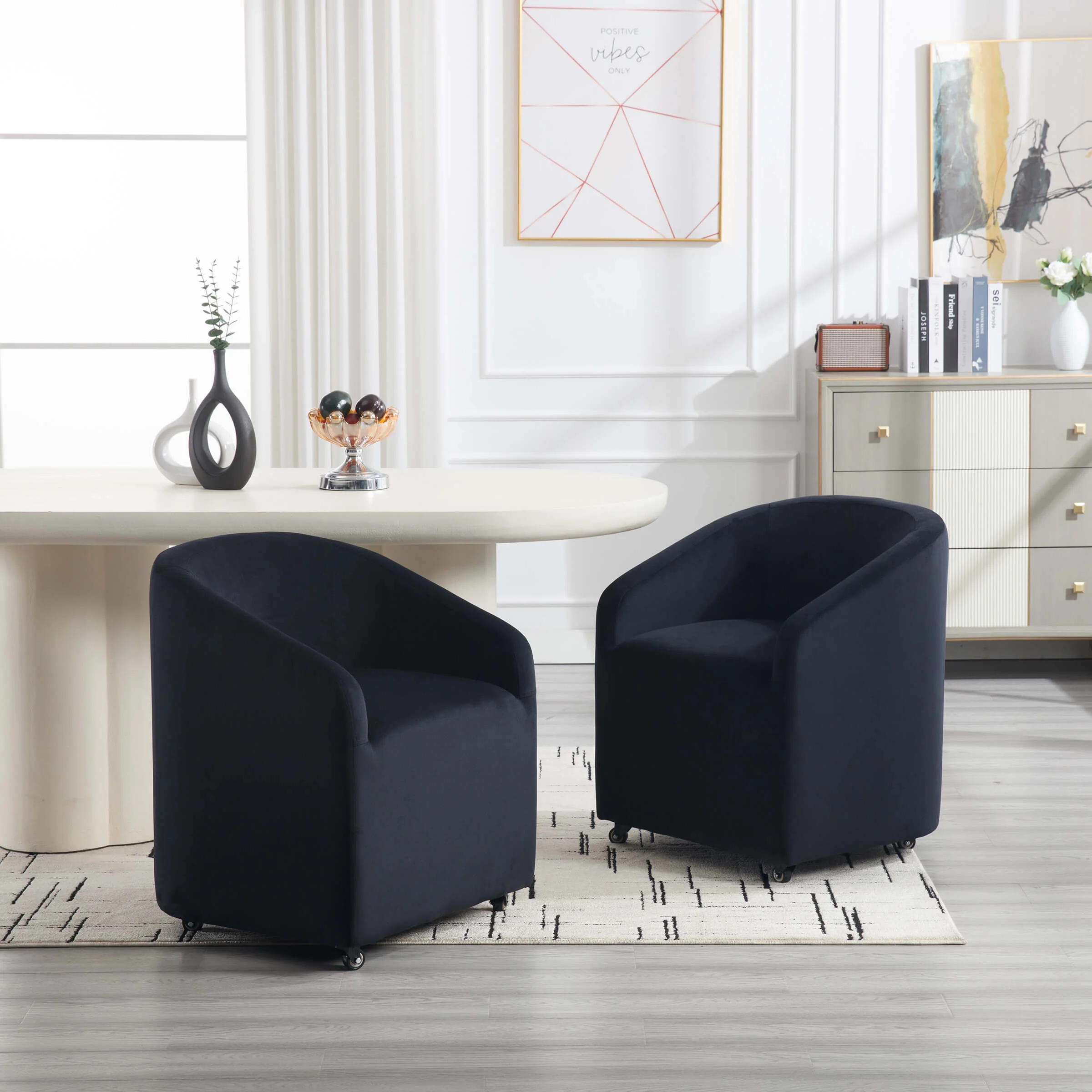 Barrel Dining Chair with Swivel Wheels 1 PCS - X297DC - Image 2