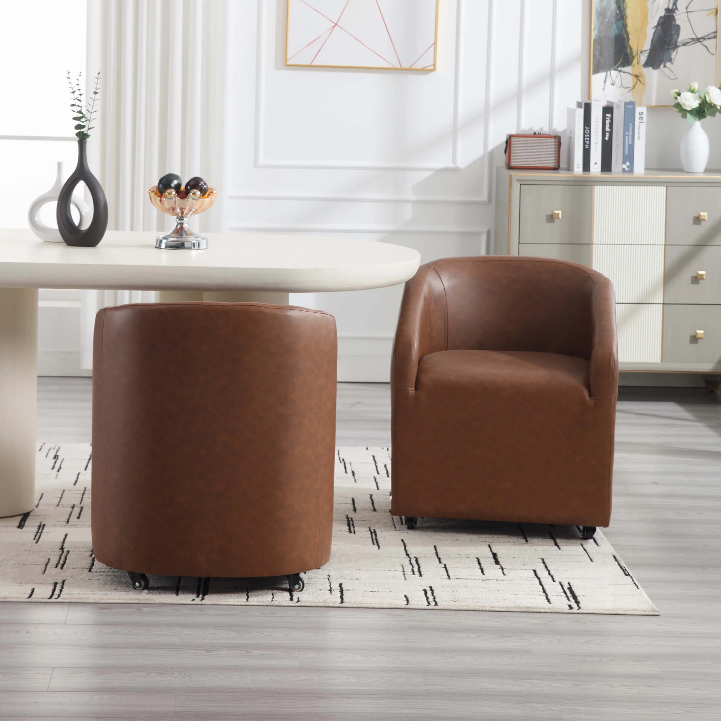 Barrel Dining Chair with Swivel Wheels 1 PCS - X297DC - Image 20