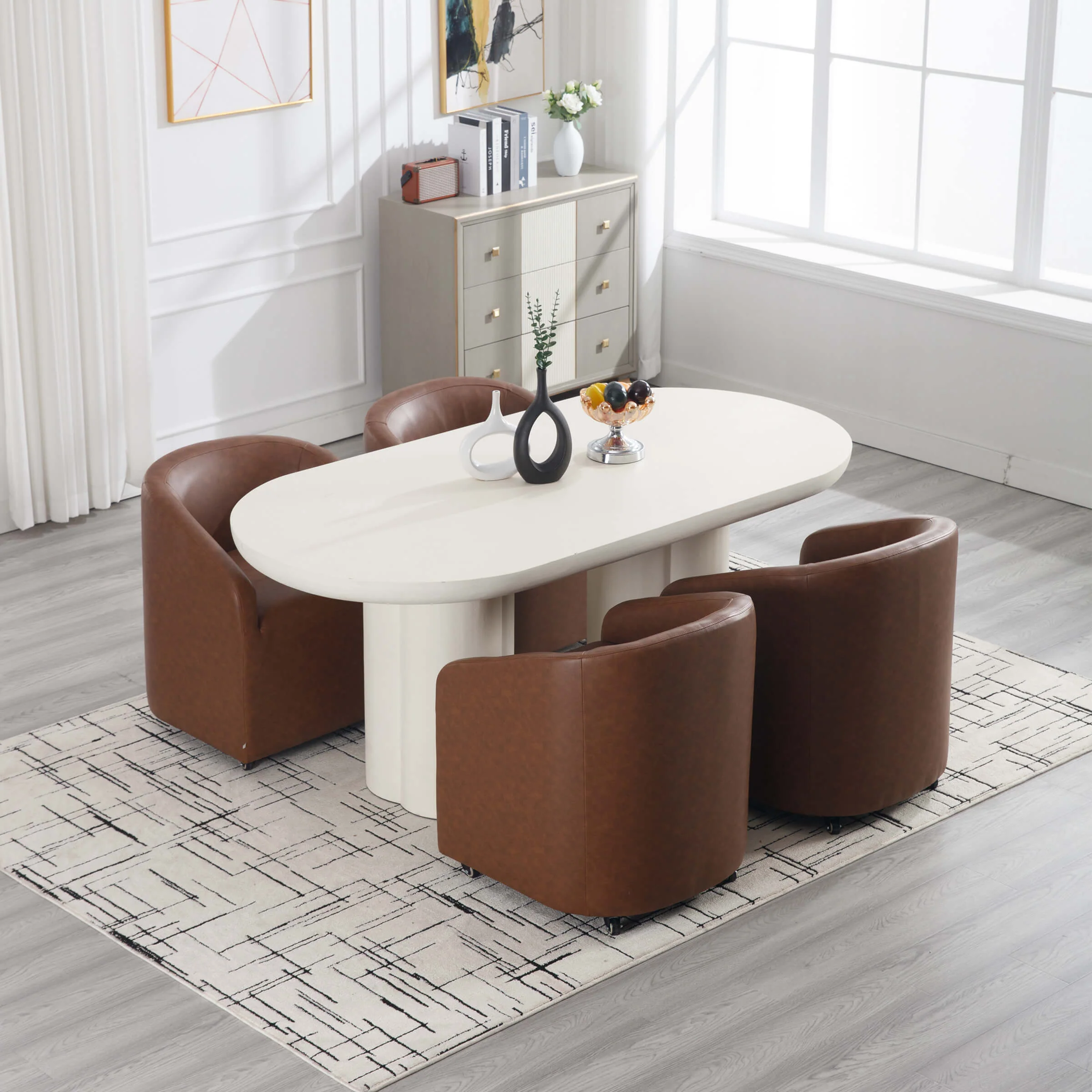 Barrel Dining Chair with Swivel Wheels 1 PCS - X297DC - Image 21