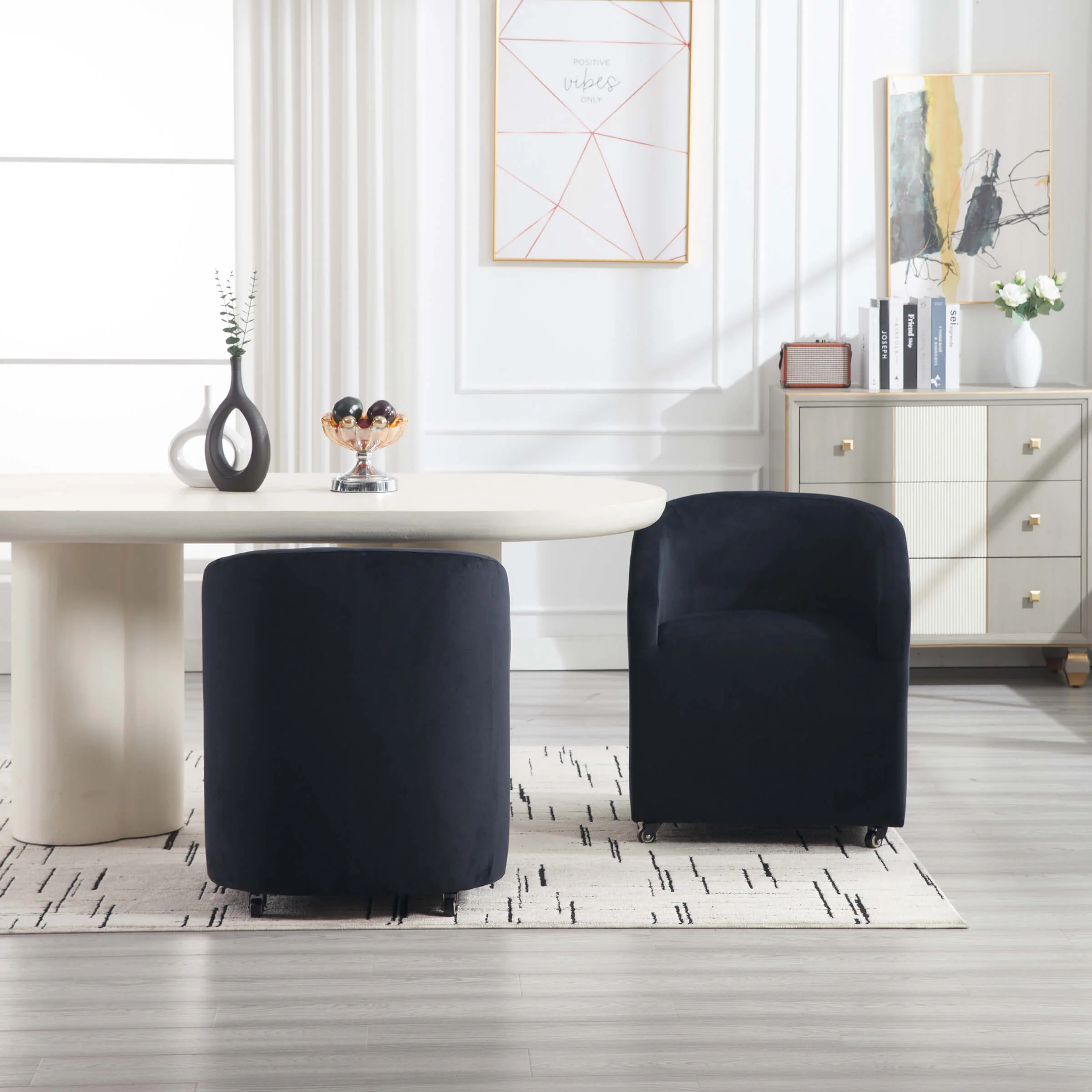 Barrel Dining Chair with Swivel Wheels 1 PCS - X297DC - Image 3