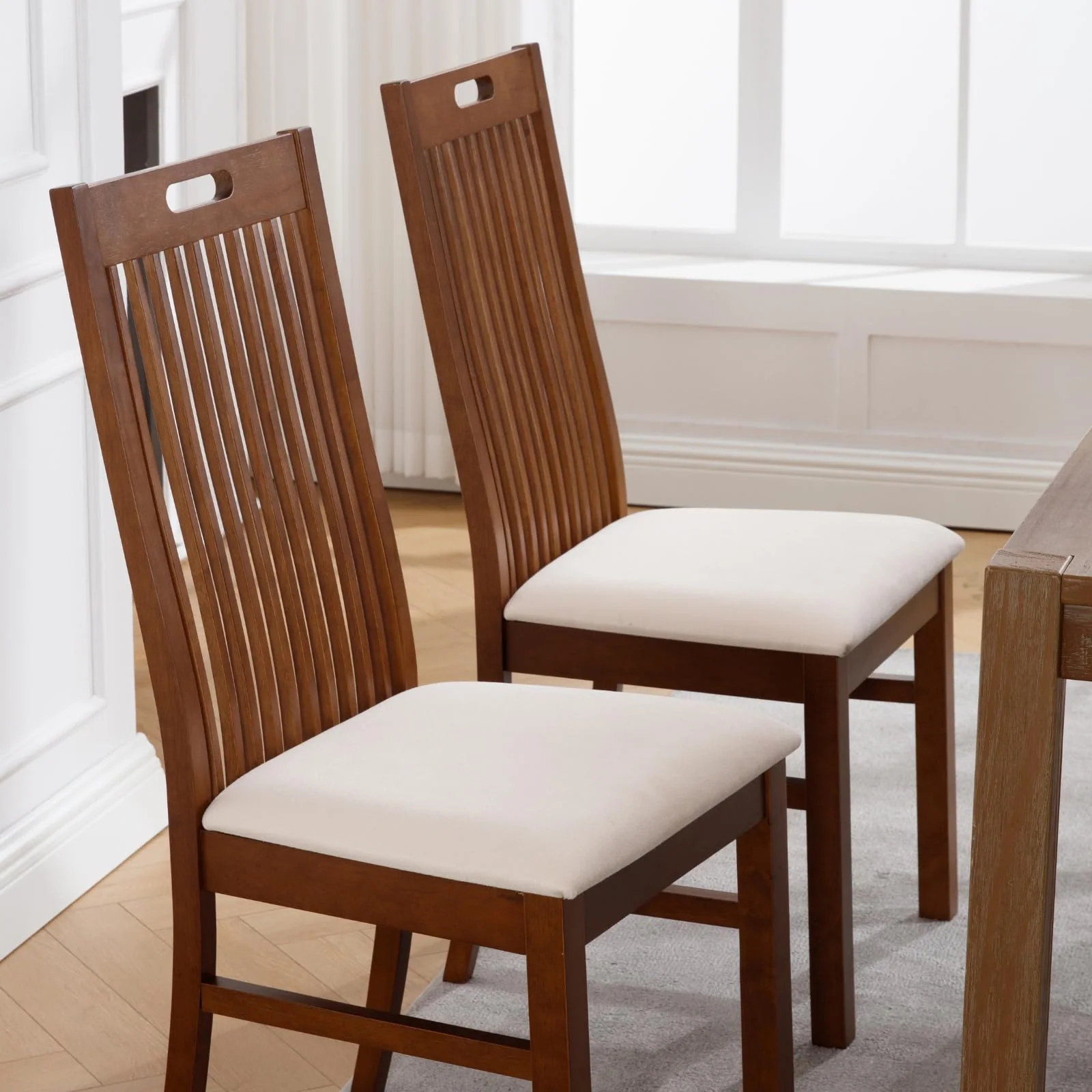 Farmhouse Walnut Wood Dining Chairs Set of 2 - 8131DC - Image 12