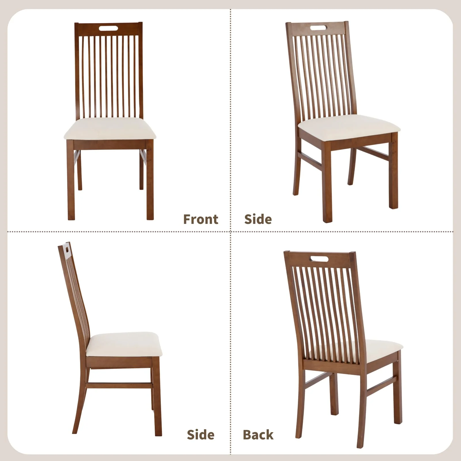 Farmhouse Walnut Wood Dining Chairs Set of 2 - 8131DC - Image 17