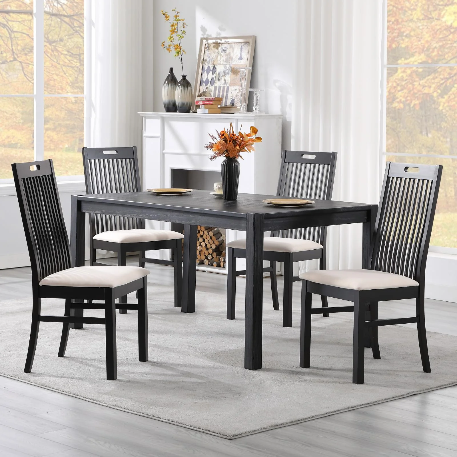 Farmhouse Walnut Wood Dining Chairs Set of 2 - 8131DC - Image 4