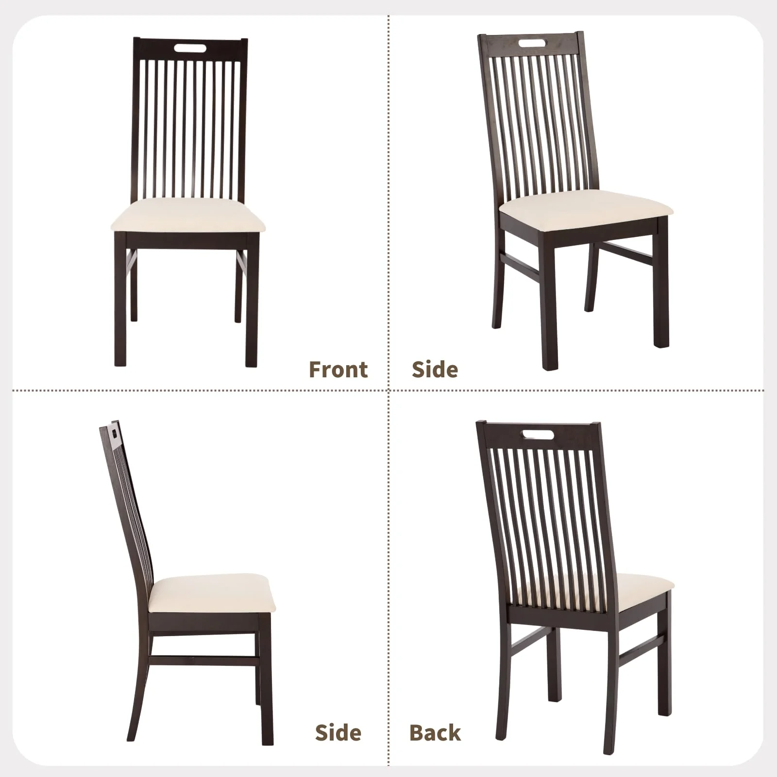 Farmhouse Walnut Wood Dining Chairs Set of 2 - 8131DC - Image 8