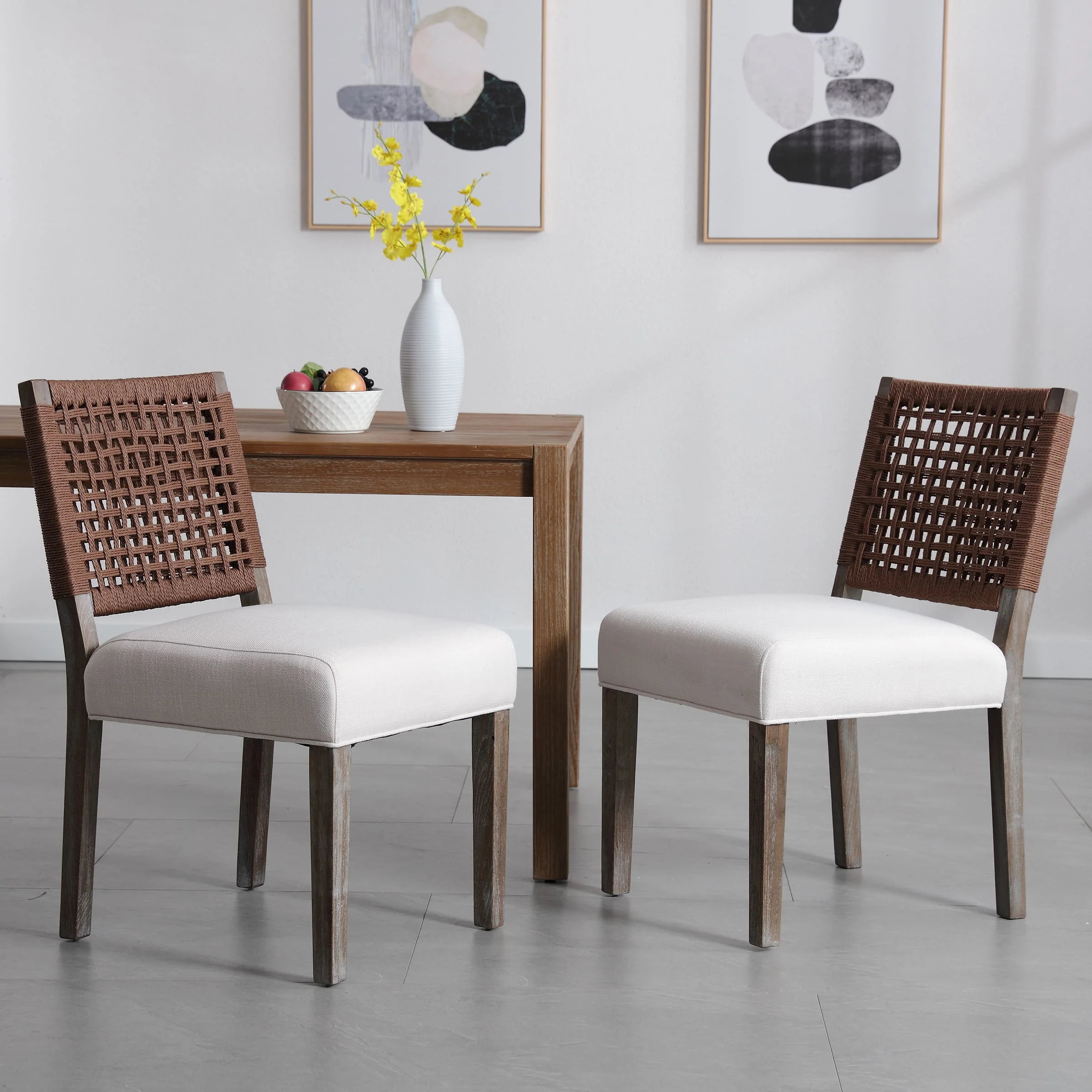 Low Woven Rope Back Dining Chairs Set of 2 - 2227DC - Image 10