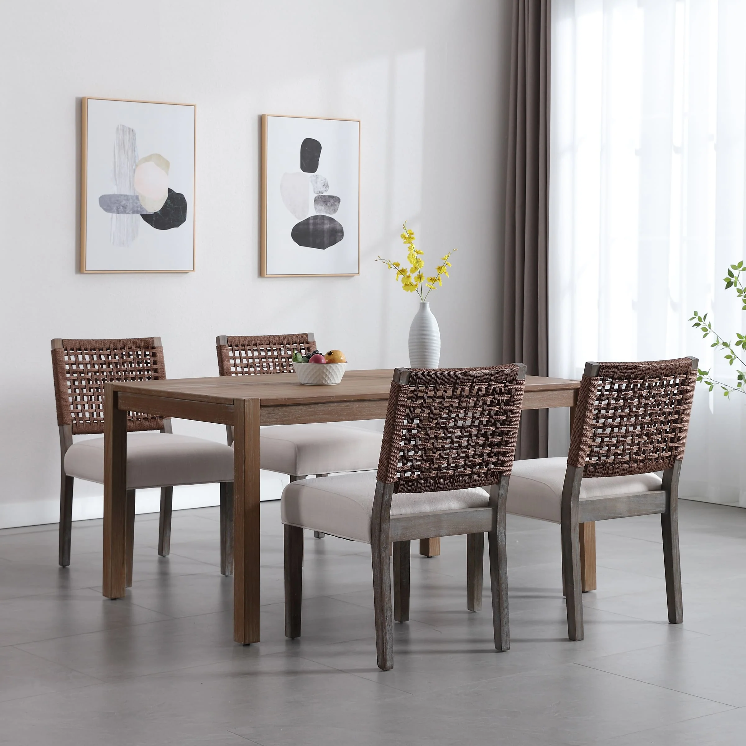 Low Woven Rope Back Dining Chairs Set of 2 - 2227DC - Image 12