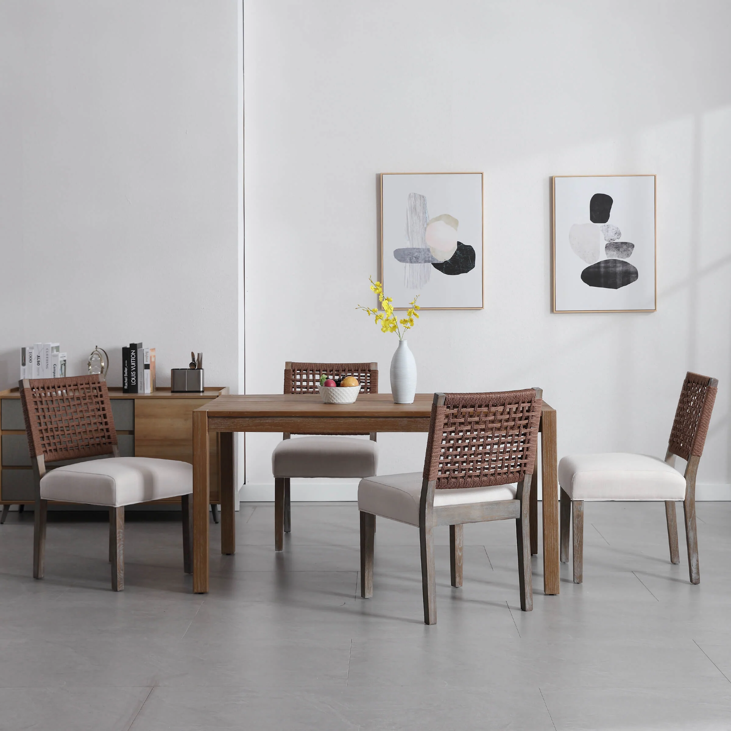 Low Woven Rope Back Dining Chairs Set of 2 - 2227DC - Image 13