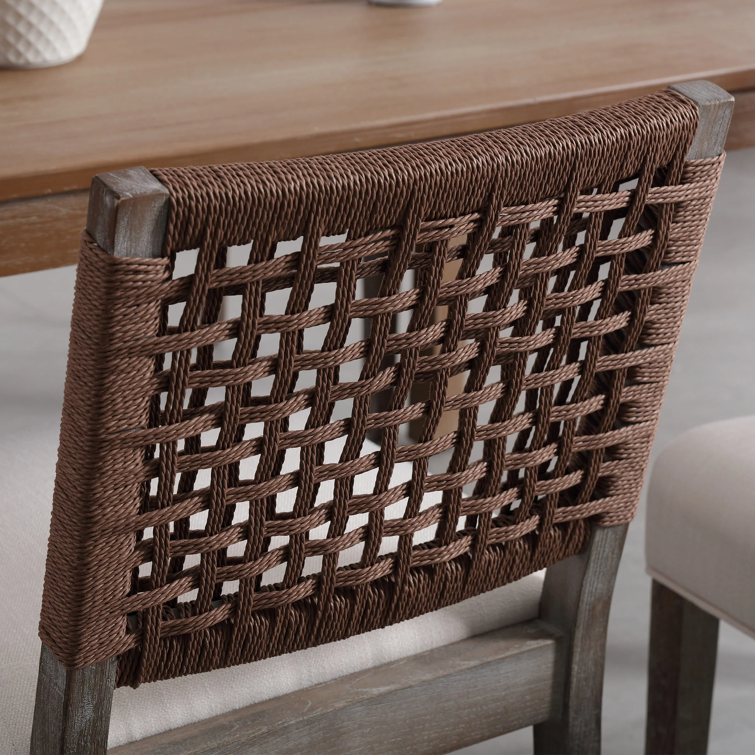 Low Woven Rope Back Dining Chairs Set of 2 - 2227DC - Image 16