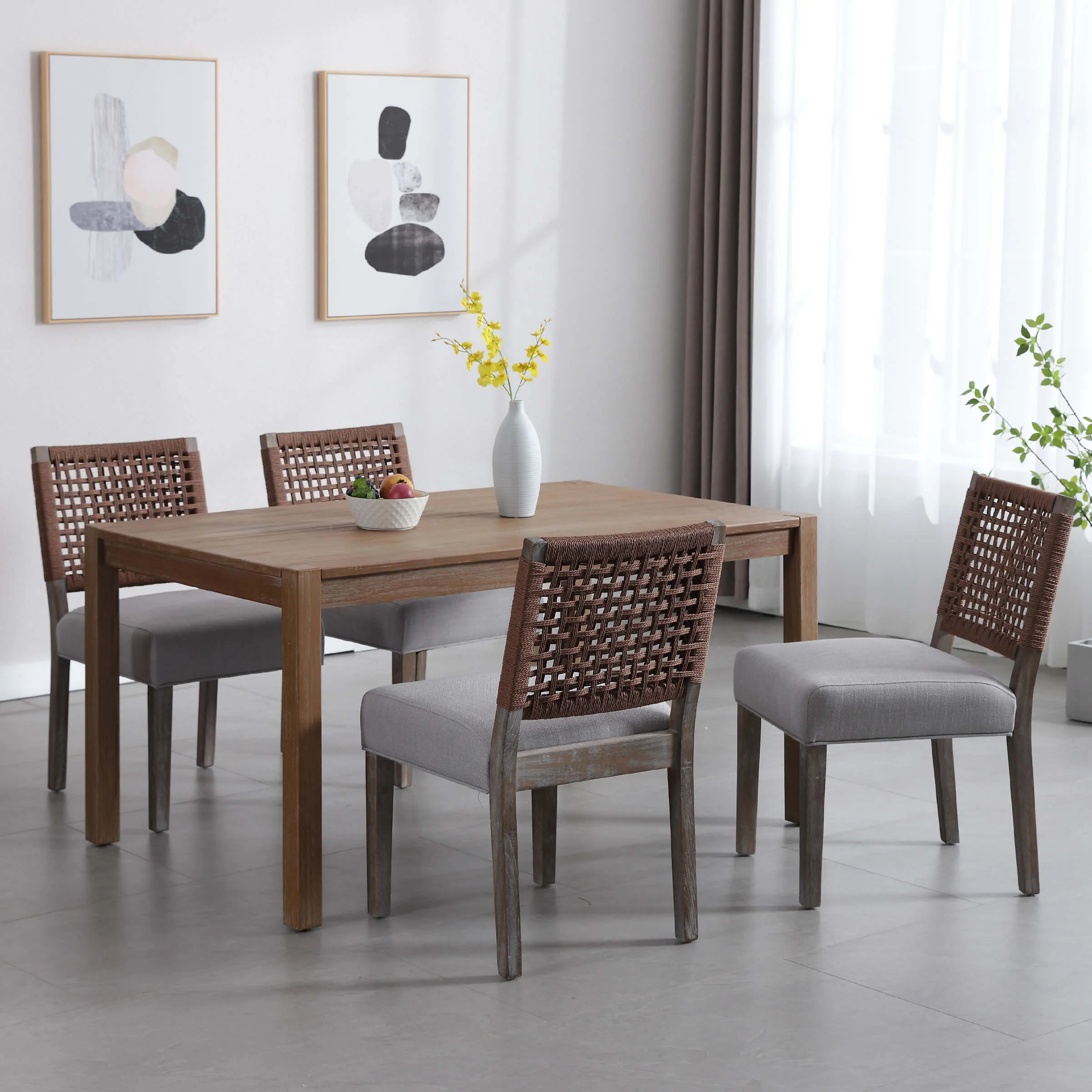 Low Woven Rope Back Dining Chairs Set of 2 - 2227DC - Image 20