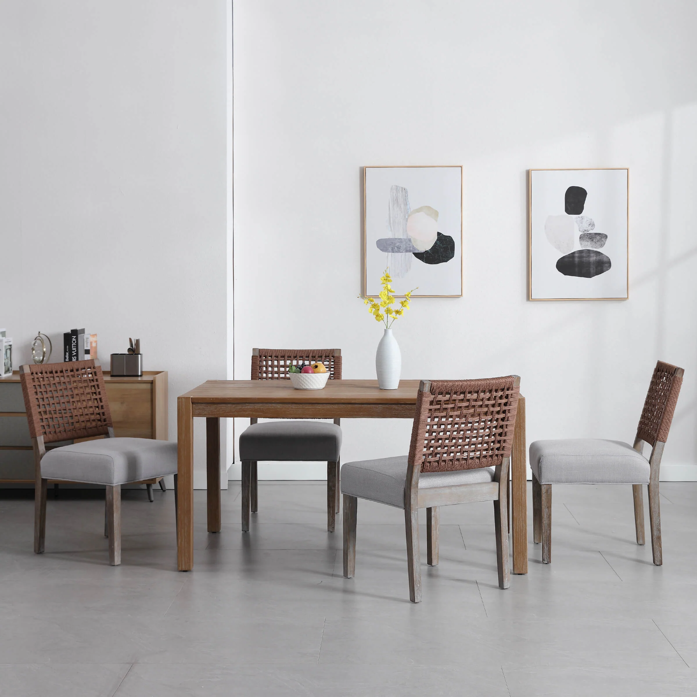 Low Woven Rope Back Dining Chairs Set of 2 - 2227DC - Image 21